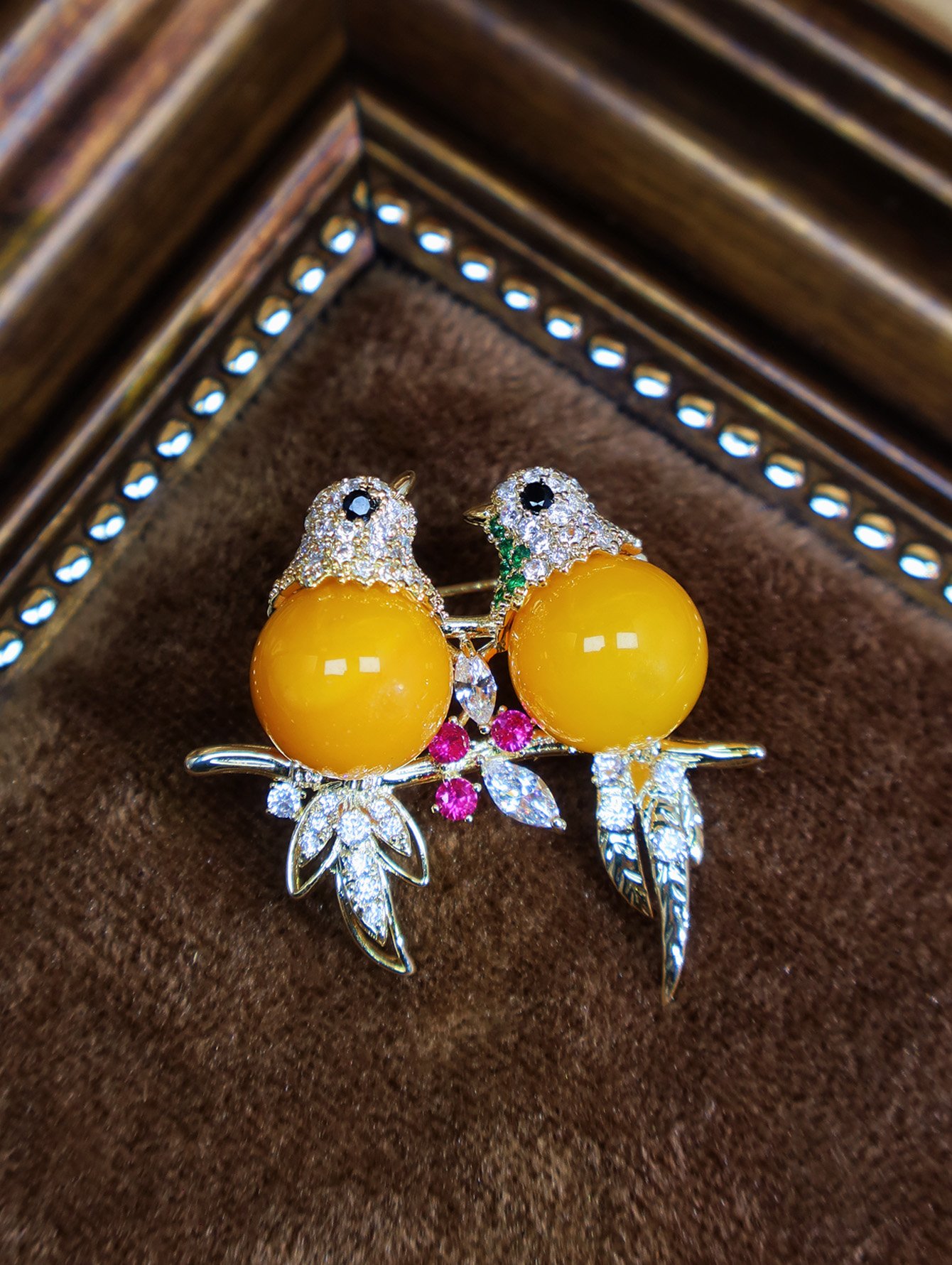 Gold Embroidered Brooches
