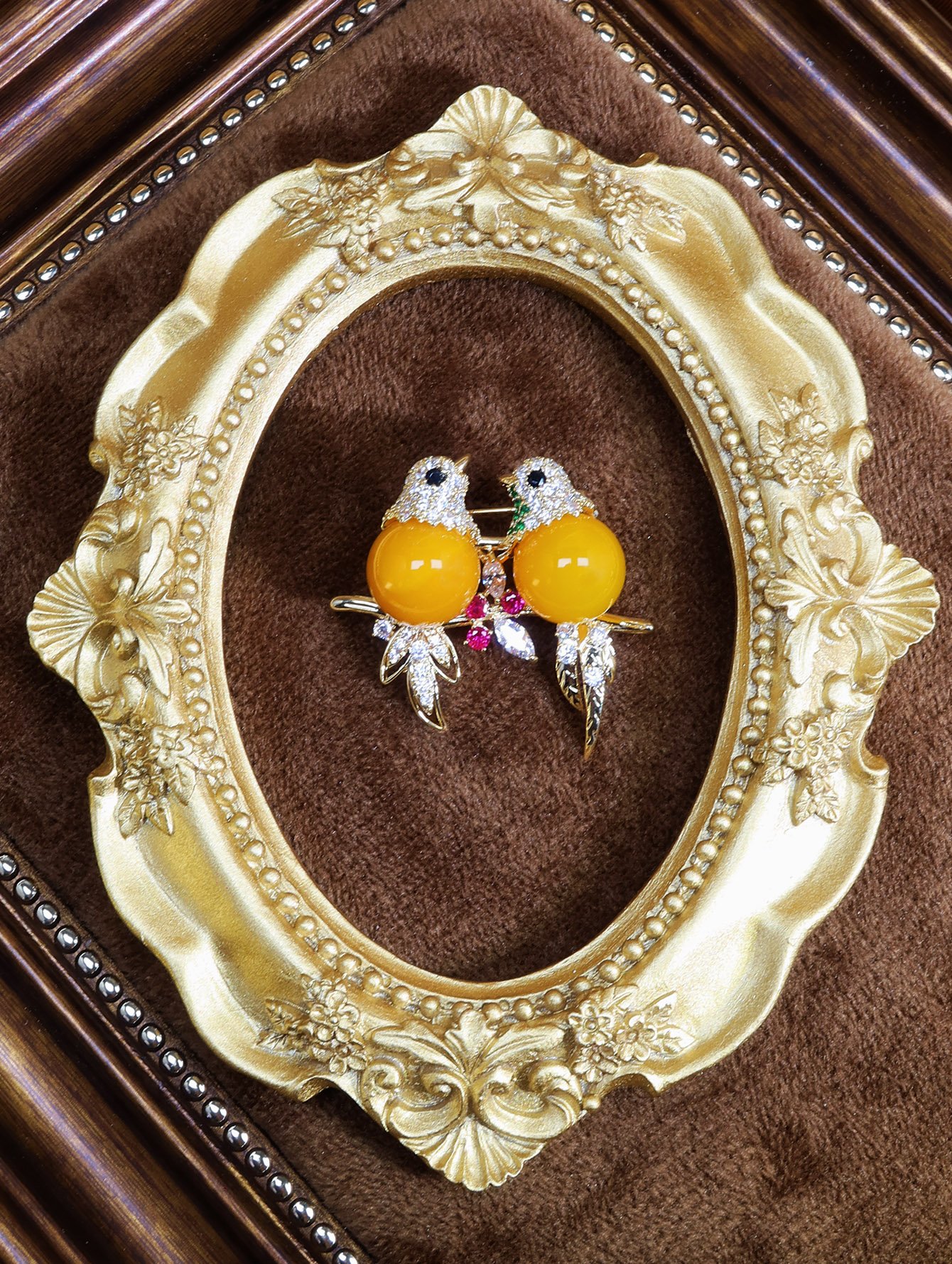 Gold Embroidered Brooches
