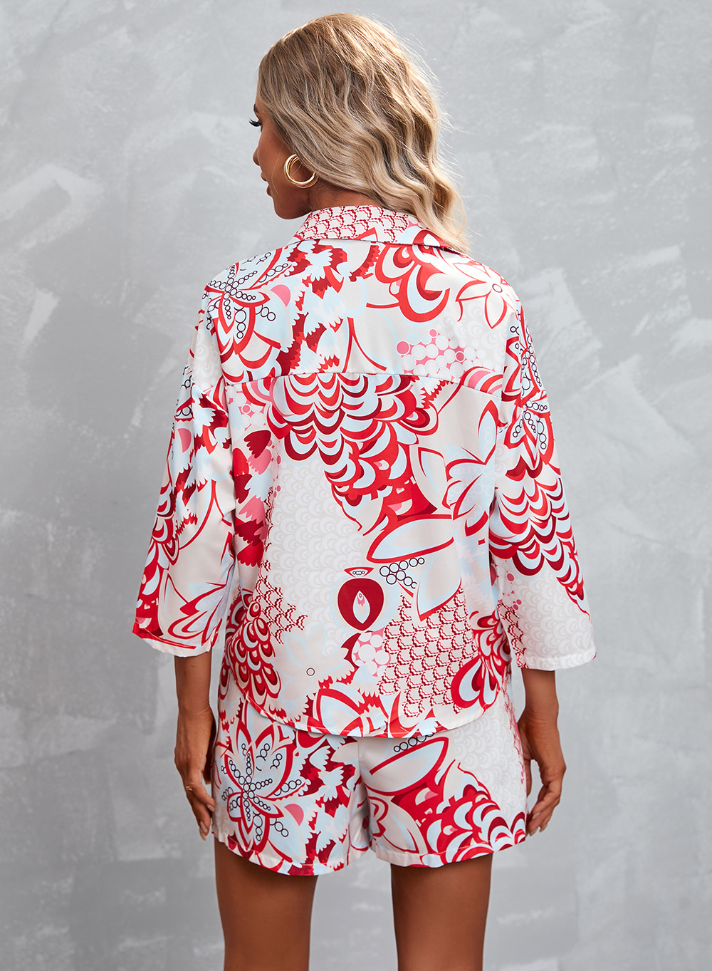 White Floral Print Shirt and Shorts Co-ord Set