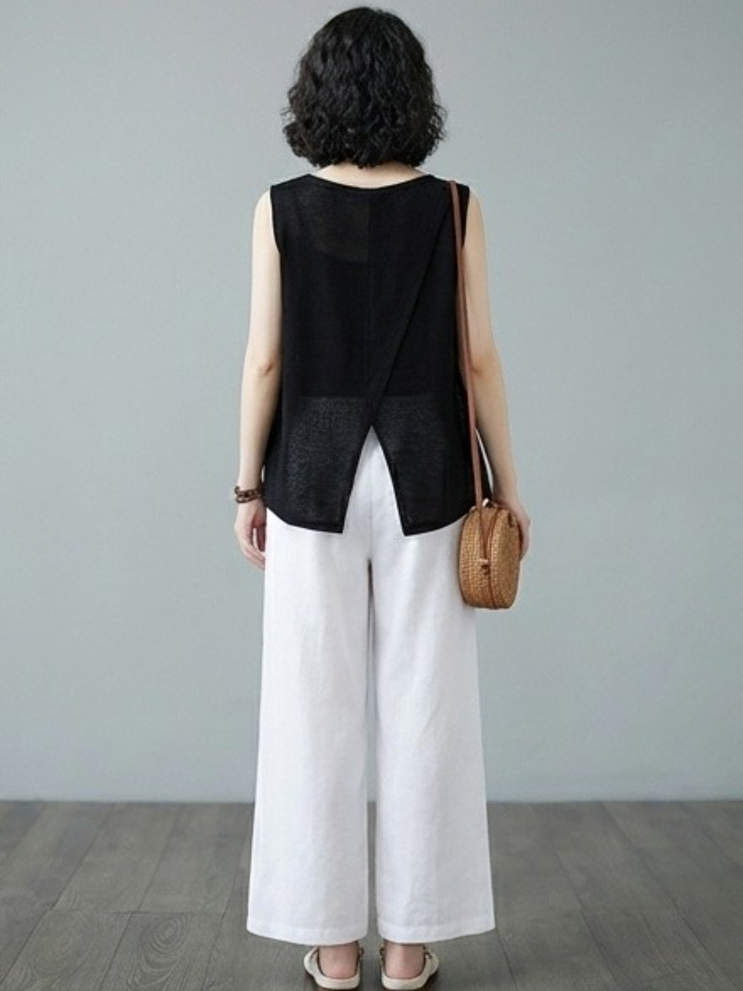White Wide Leg Cotton Trousers