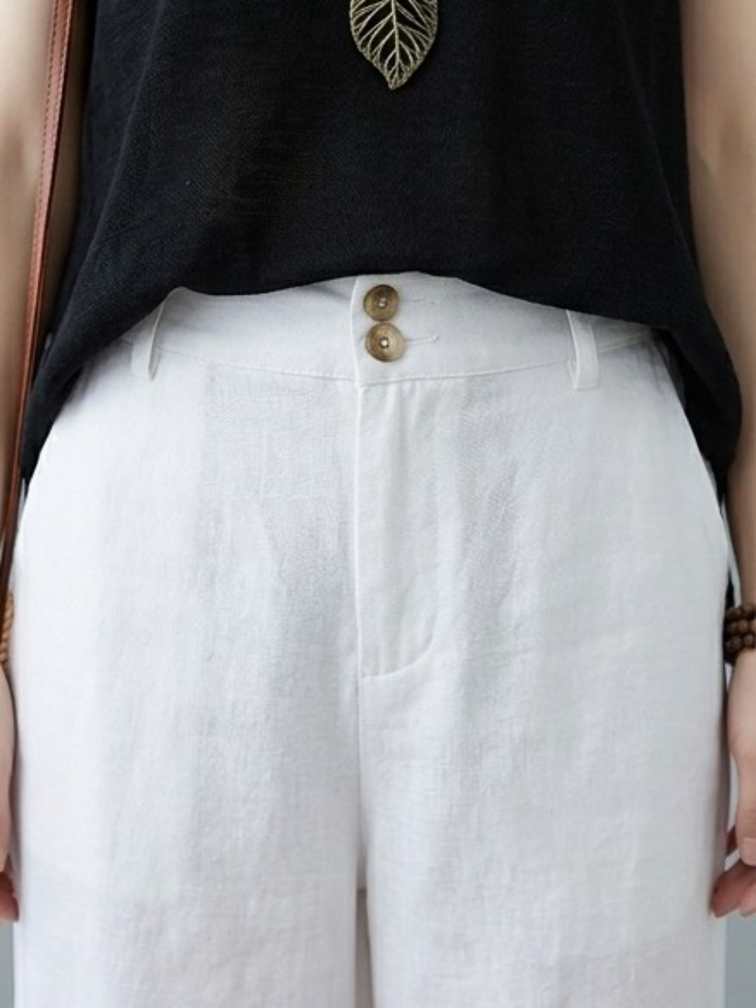 White Wide Leg Cotton Trousers