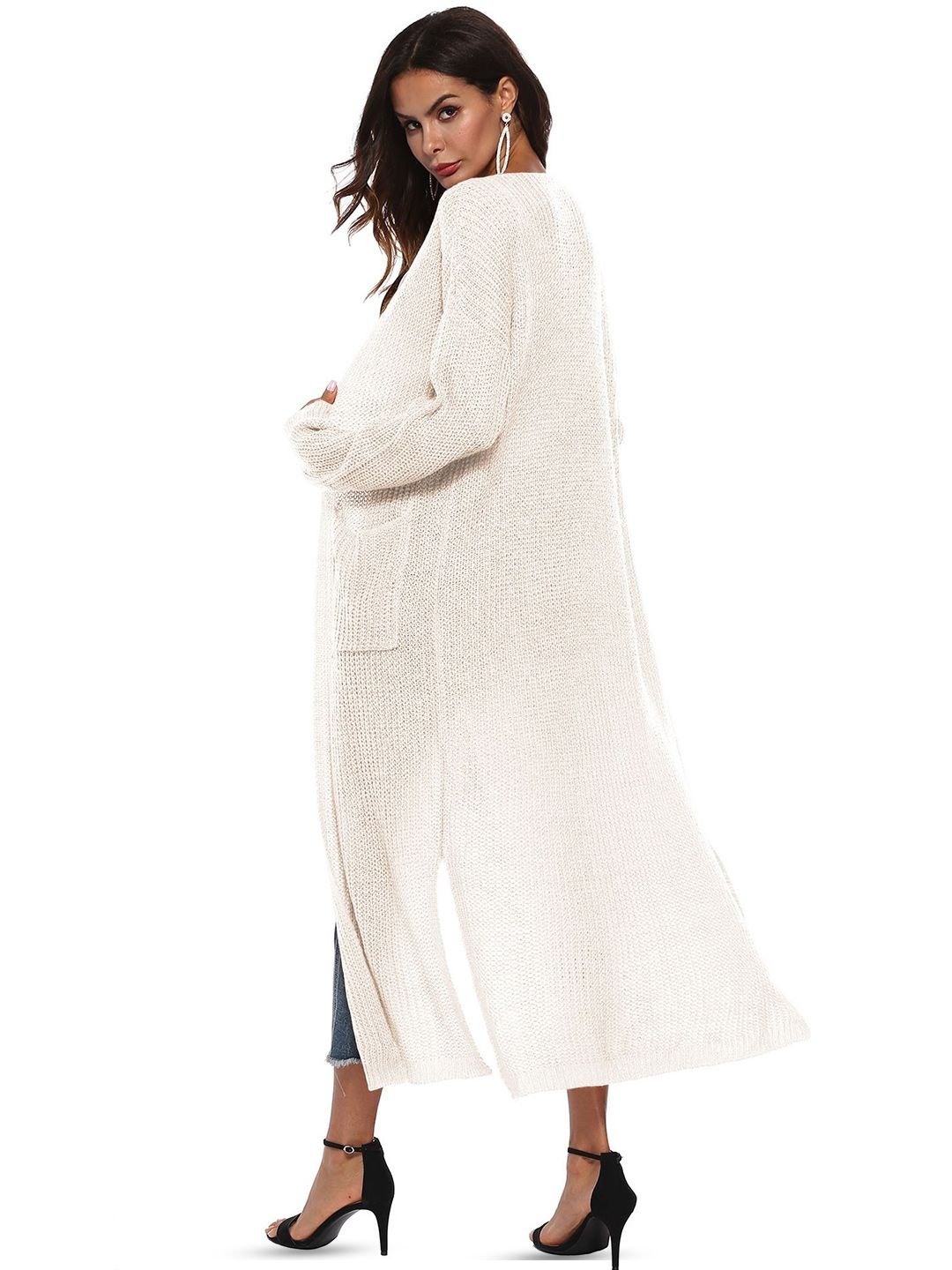 White Longline Knit Cardigan
