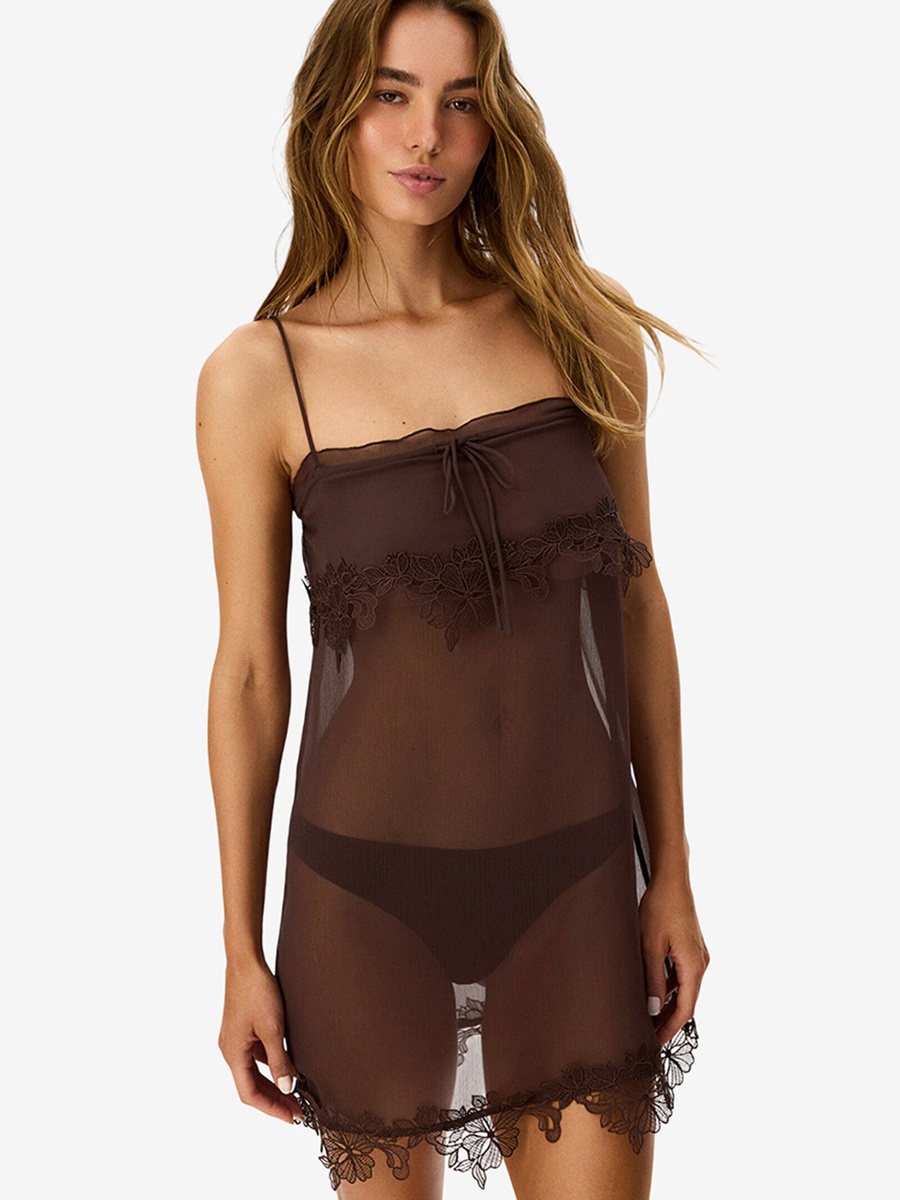 Brown Lightweight Polyester Nightdress