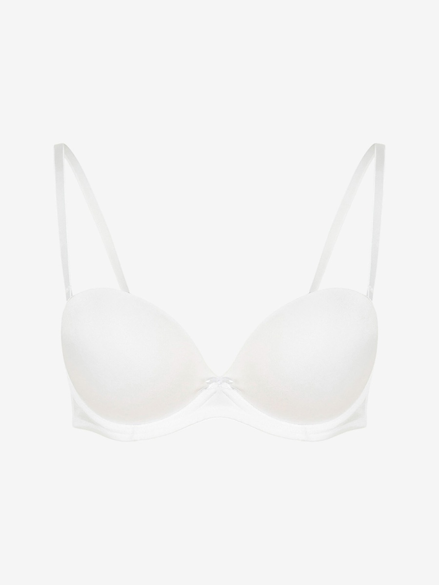 White Medium Coverage Padded Underwire Polyamide Strapless Bra