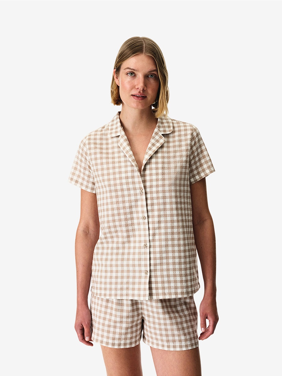 Latte Short Sleeve Cotton Pyjama Set with Shorts