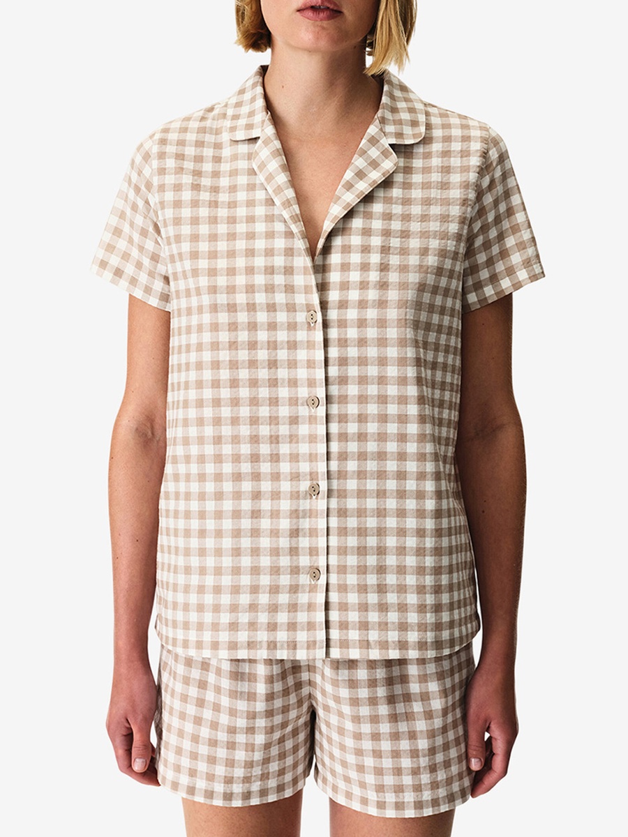 Latte Short Sleeve Cotton Pyjama Set with Shorts