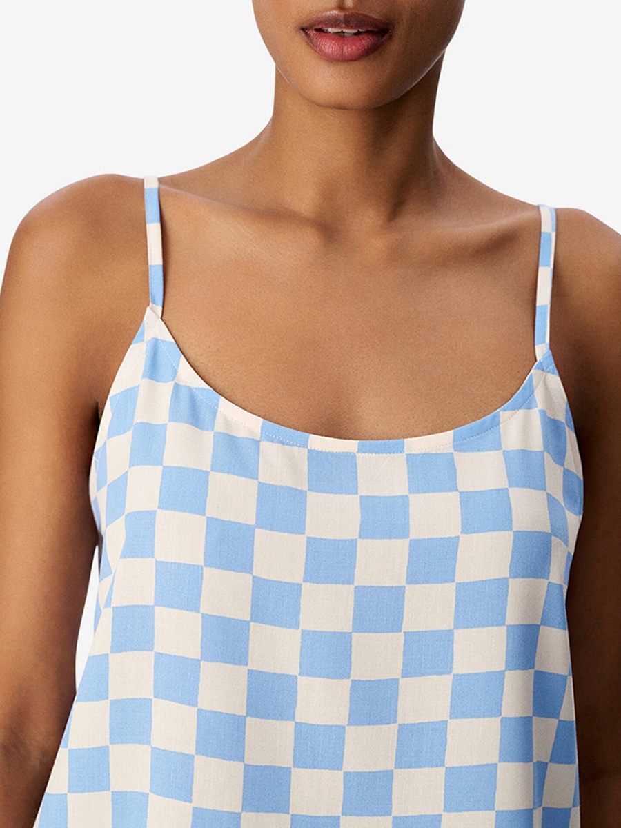 Blue Sleeveless Viscose Pyjama Set with Shorts