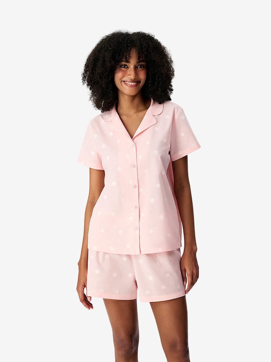 Pink Short Sleeve Cotton Pyjama Set with Shorts