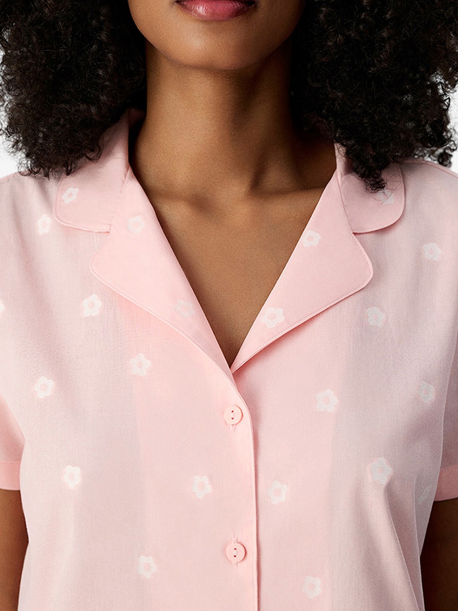 Pink Short Sleeve Cotton Pyjama Set with Shorts