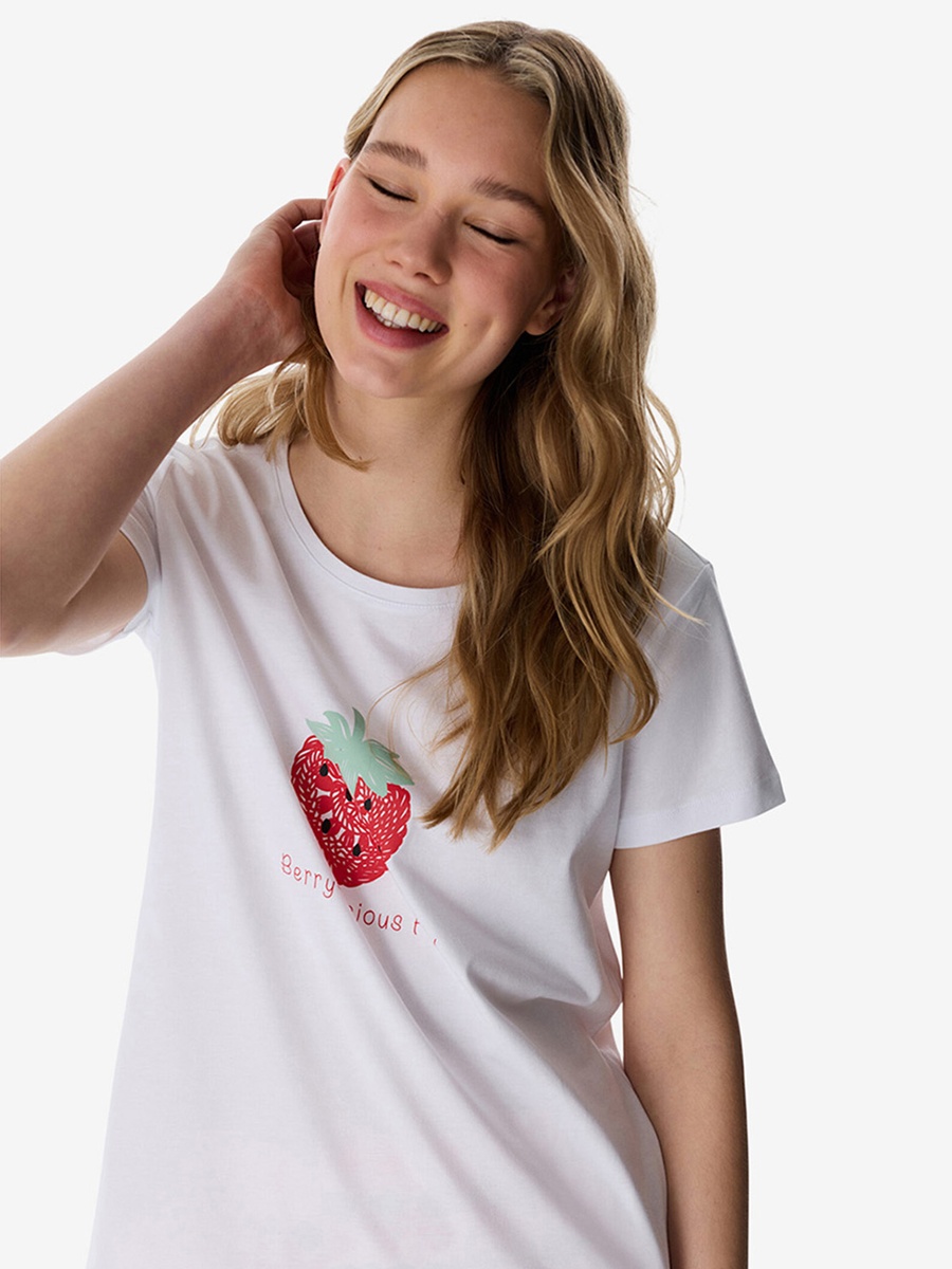 White Short Sleeve Cotton Pyjama Set with Shorts