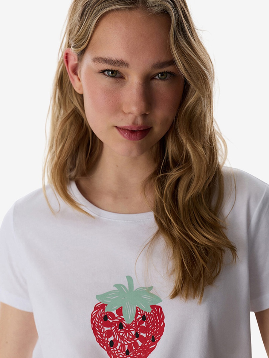 White Short Sleeve Cotton Pyjama Set with Shorts