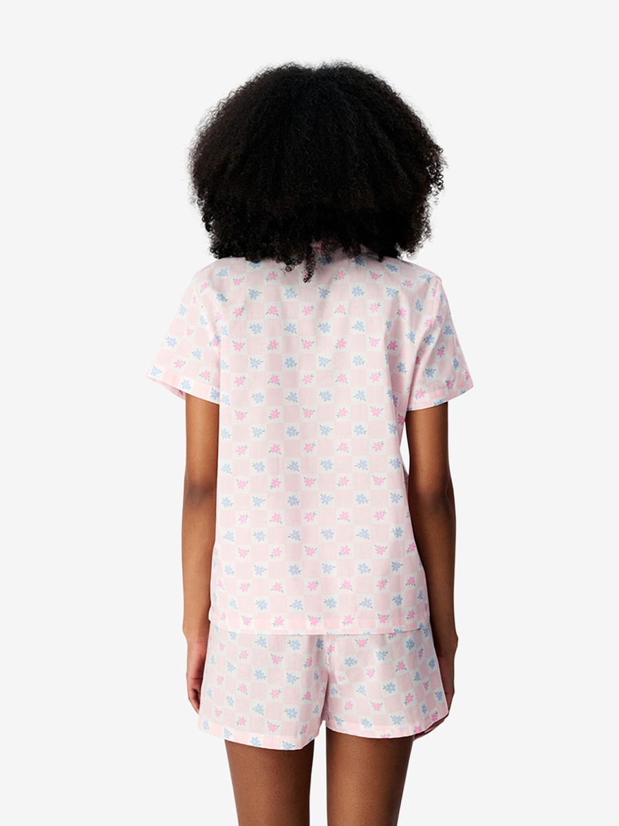 White Short Sleeve Cotton Pyjama Set with Shorts