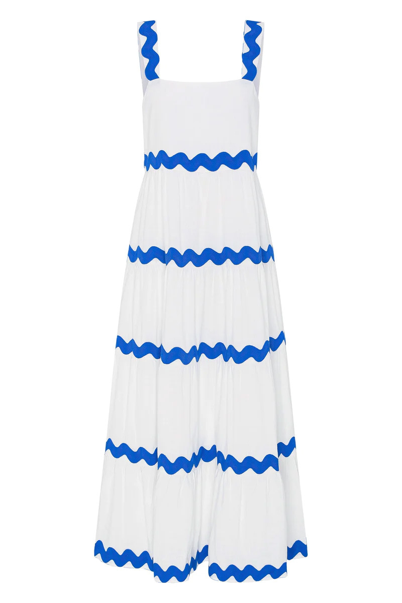 Multi Color Block Sleeveless Tiered Maxi Dress
