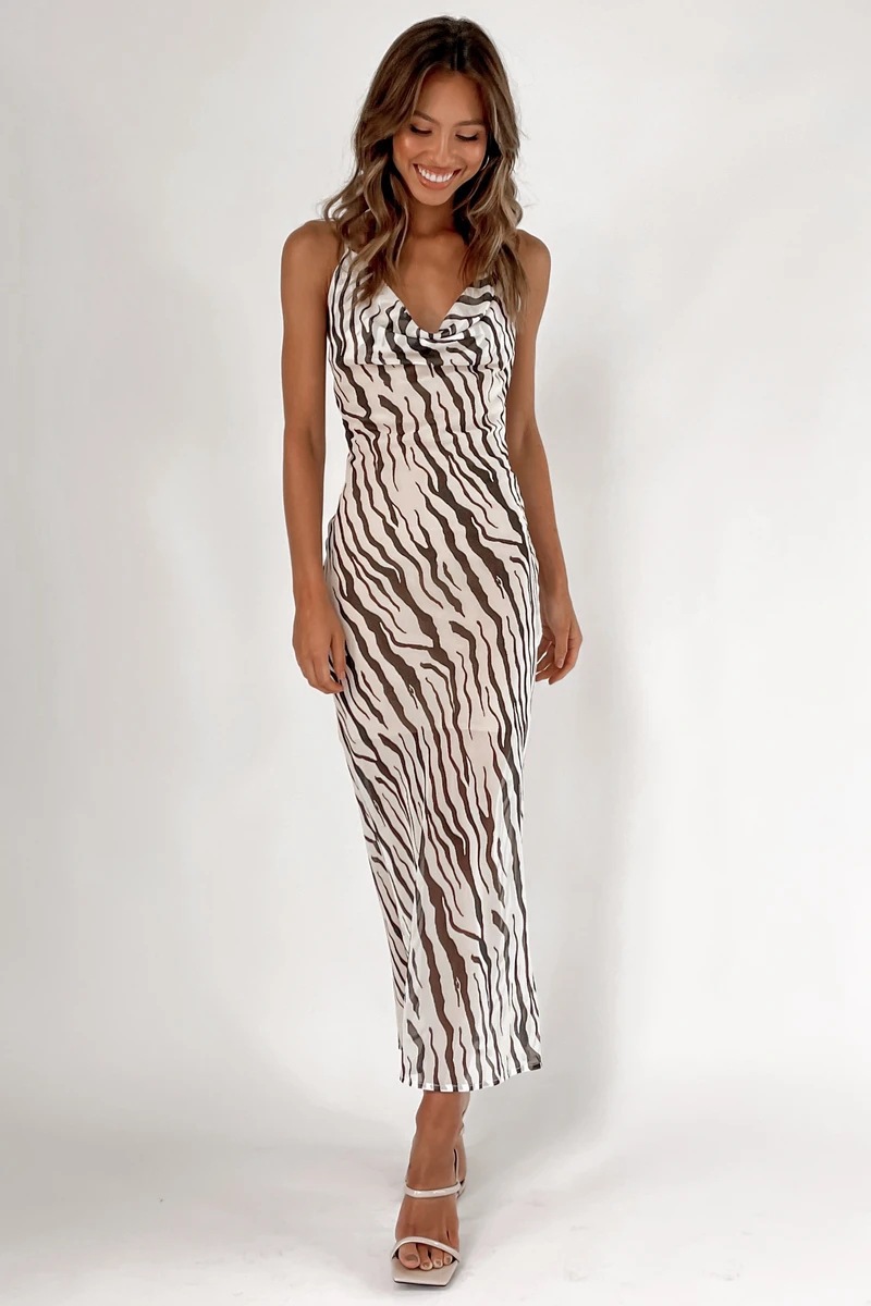 Animal Print Sleeveless Bodycon Maxi Dress