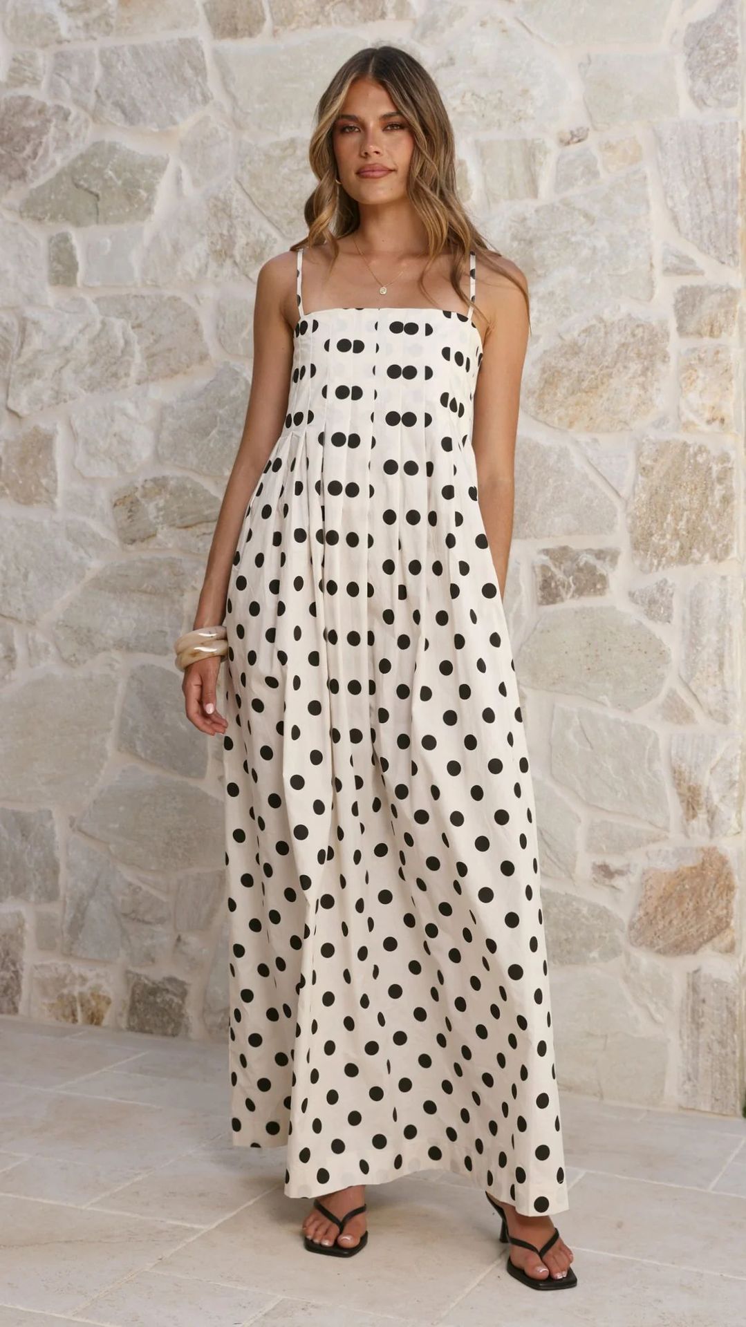 Polka Dot Strapless Maxi Dress