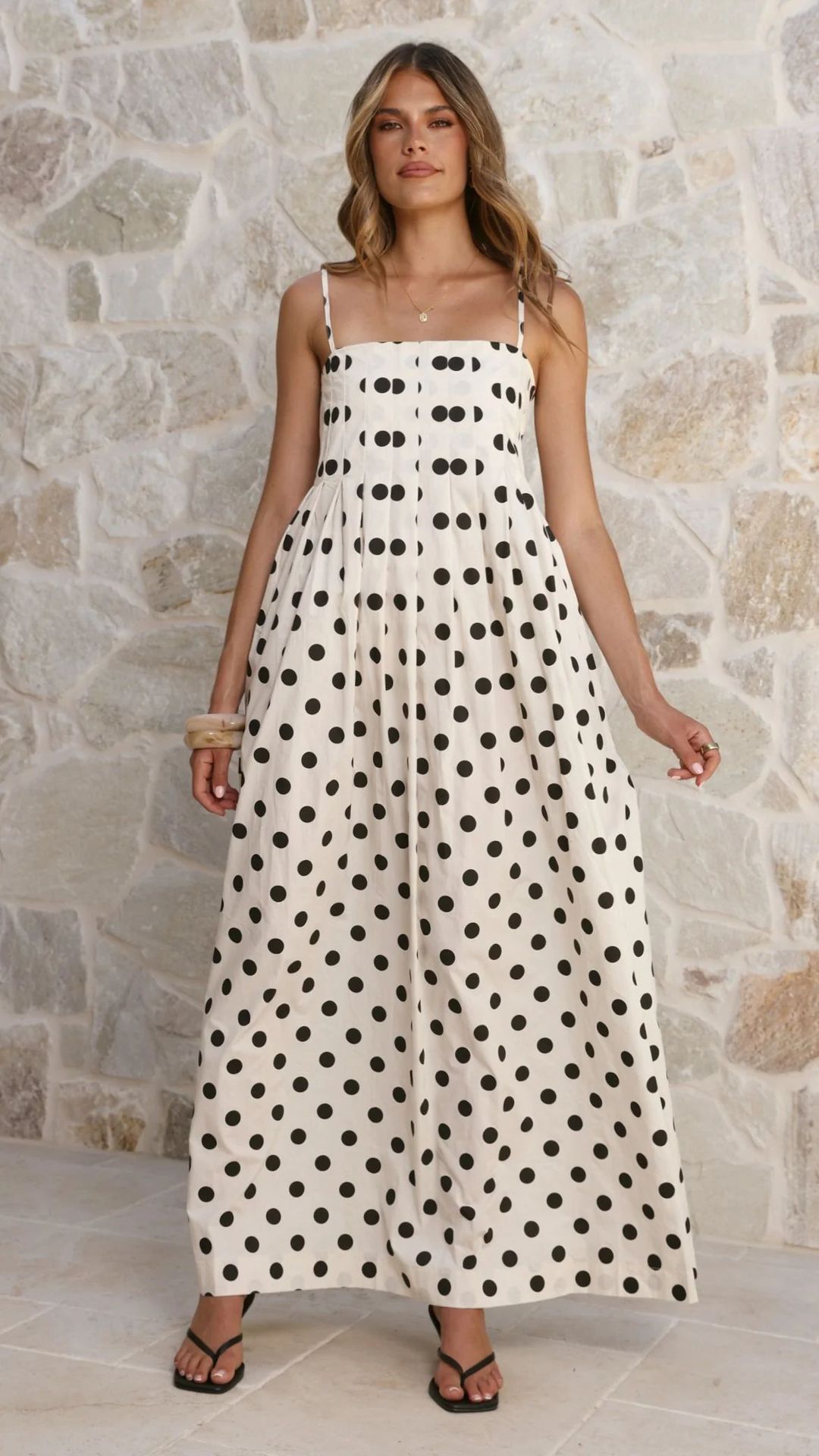 Polka Dot Strapless Maxi Dress