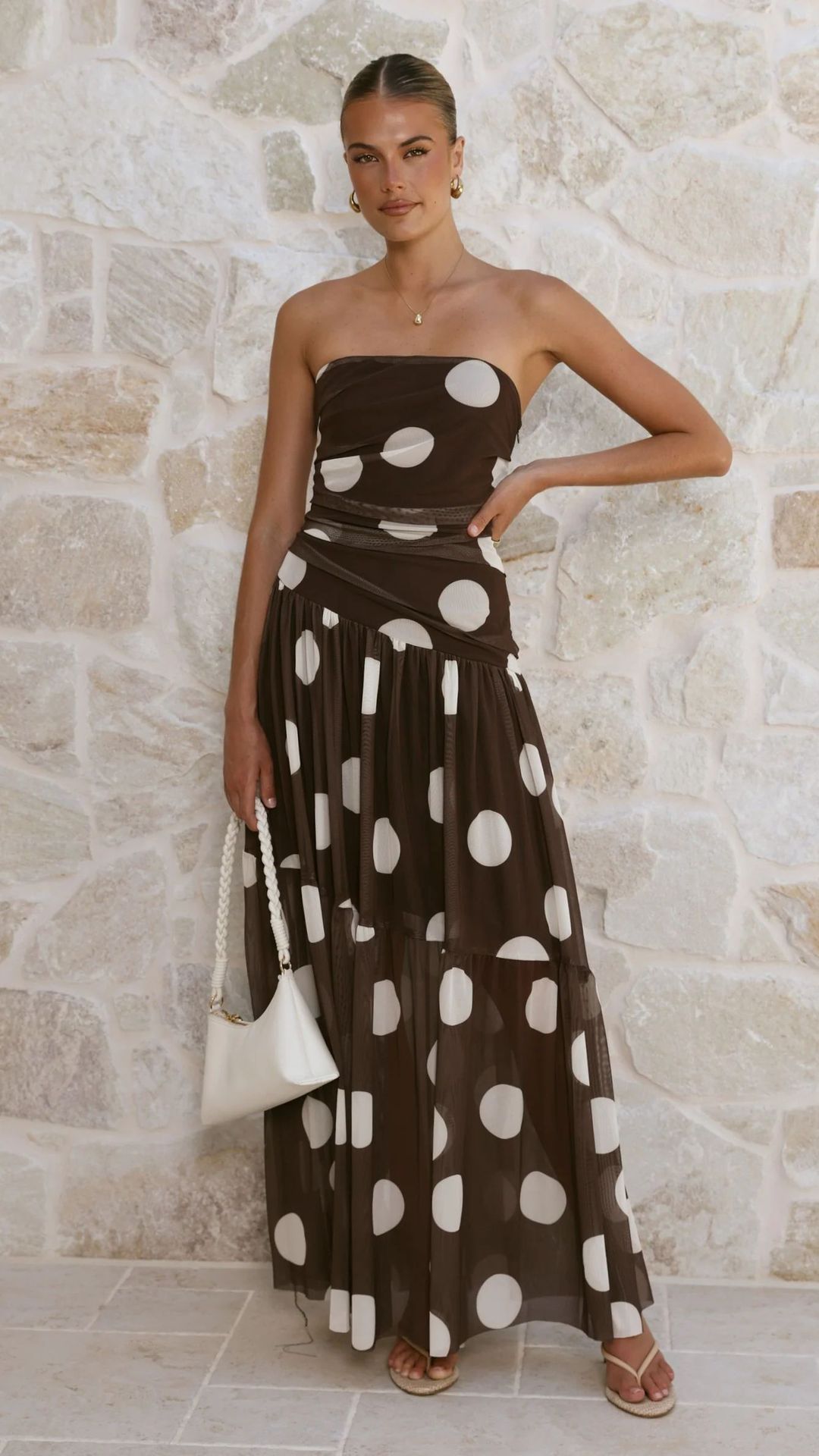 Polka Dot Sleeveless A-Line Maxi Dress