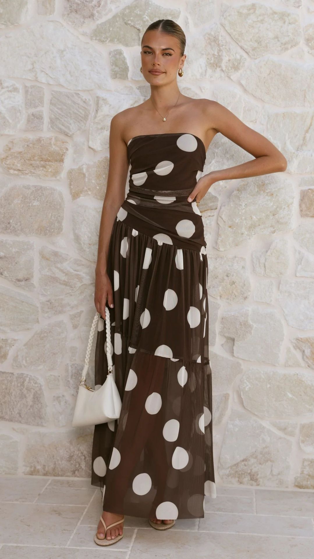 Polka Dot Sleeveless A-Line Maxi Dress