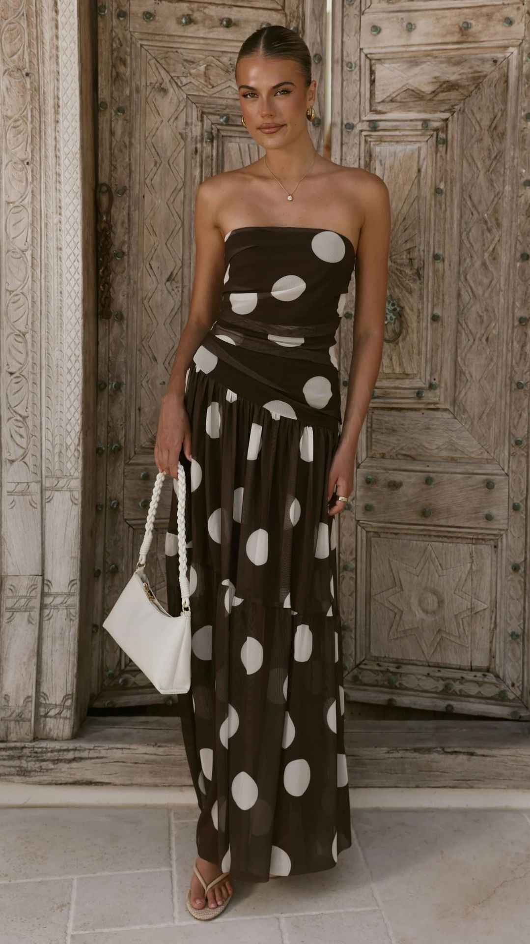 Polka Dot Sleeveless A-Line Maxi Dress
