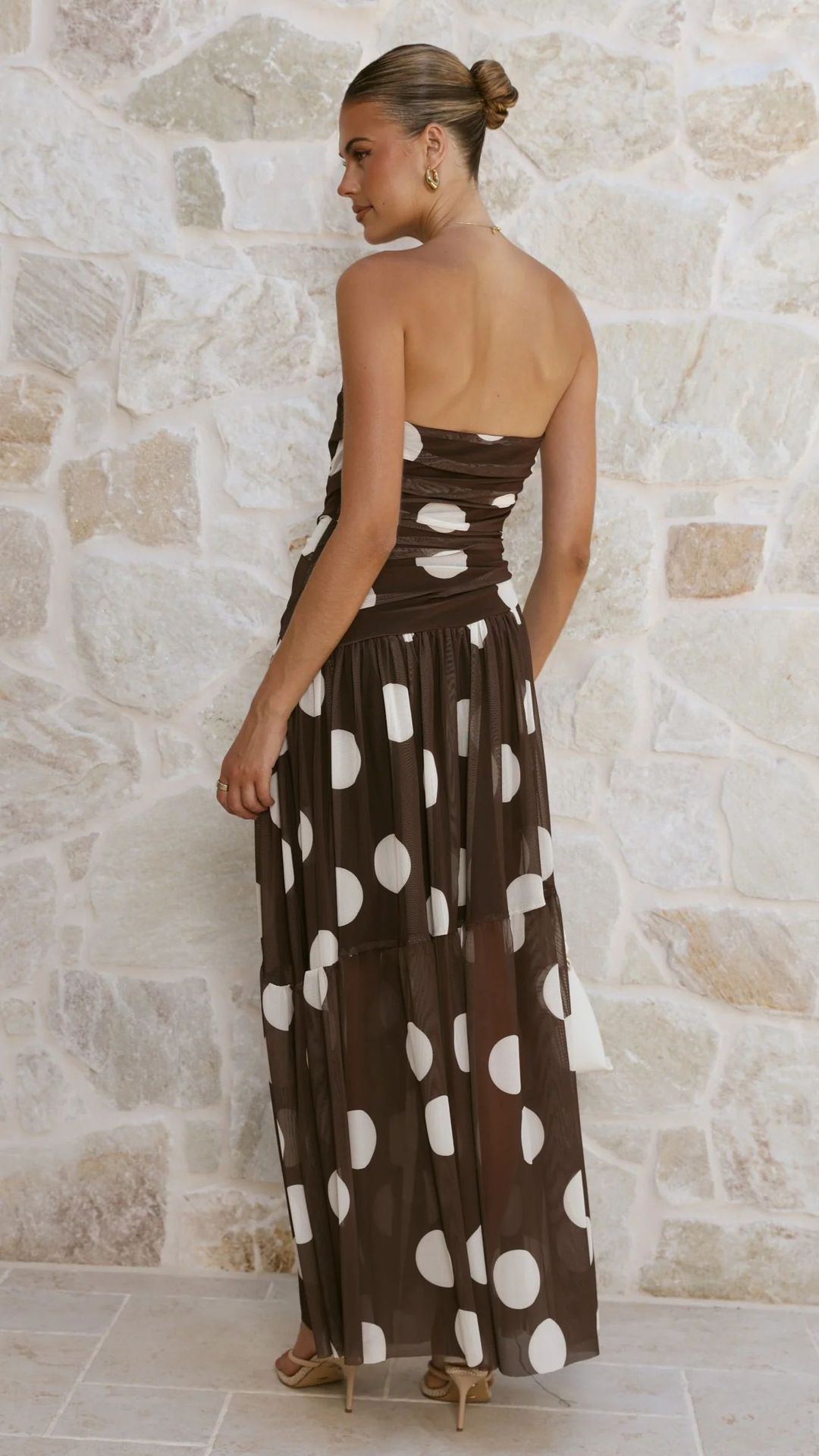 Polka Dot Sleeveless A-Line Maxi Dress