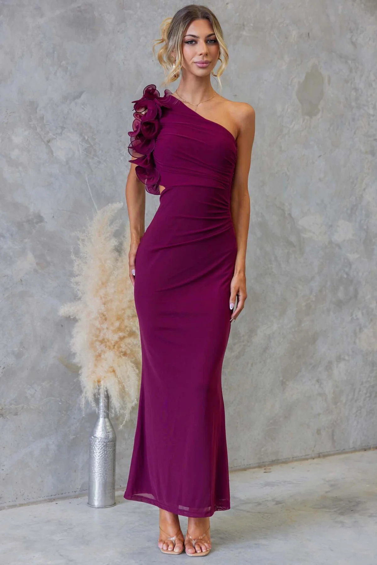 Purple One-Shoulder Sheath Dress
