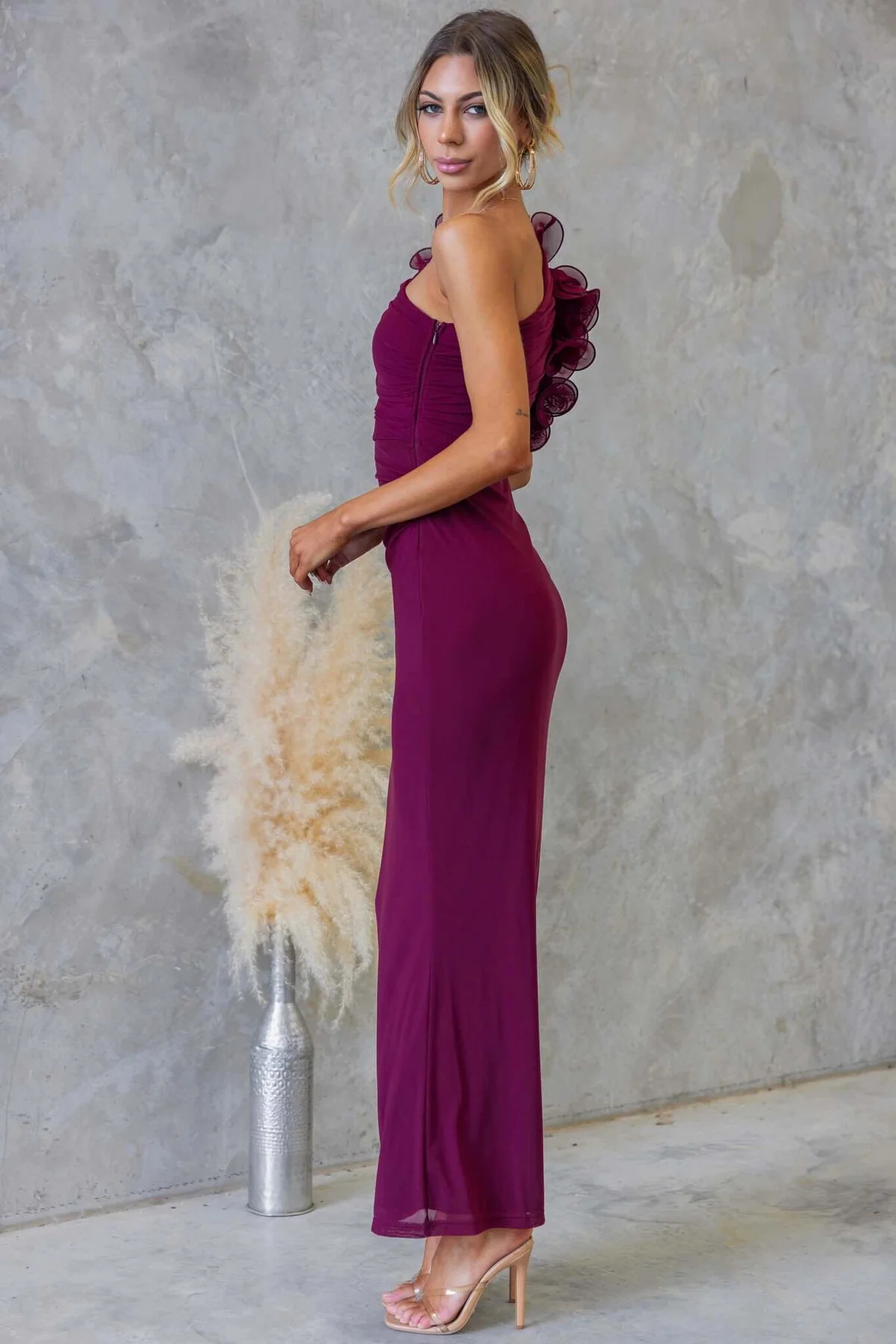 Purple One-Shoulder Sheath Dress