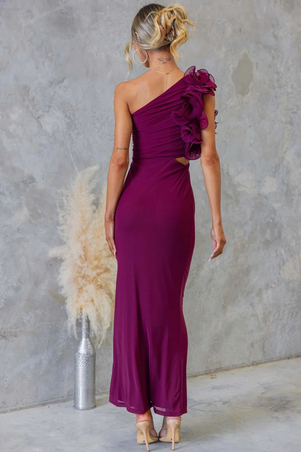 Purple One-Shoulder Sheath Dress