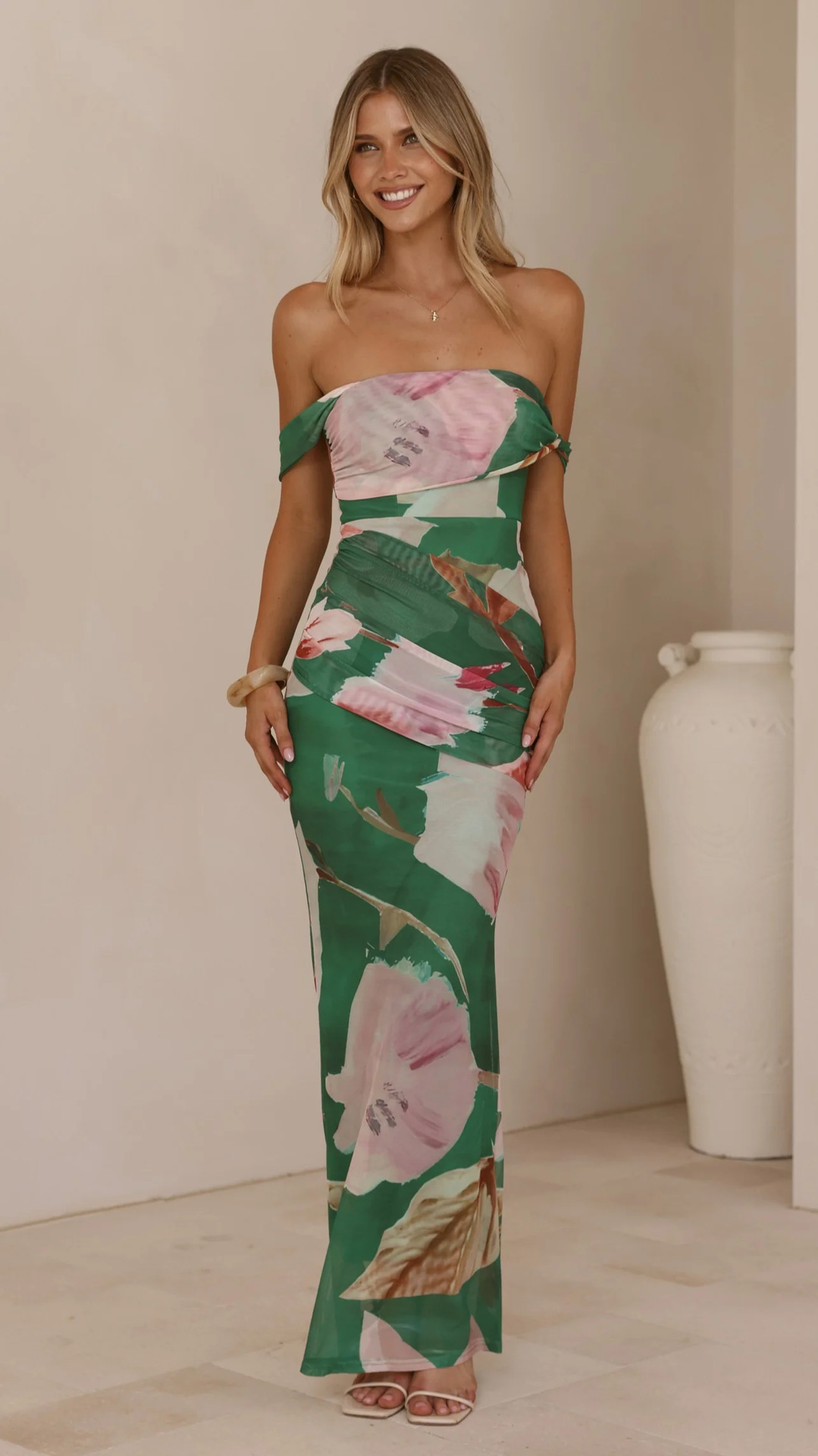 Floral Print Sleeveless Maxi Sheath Dress