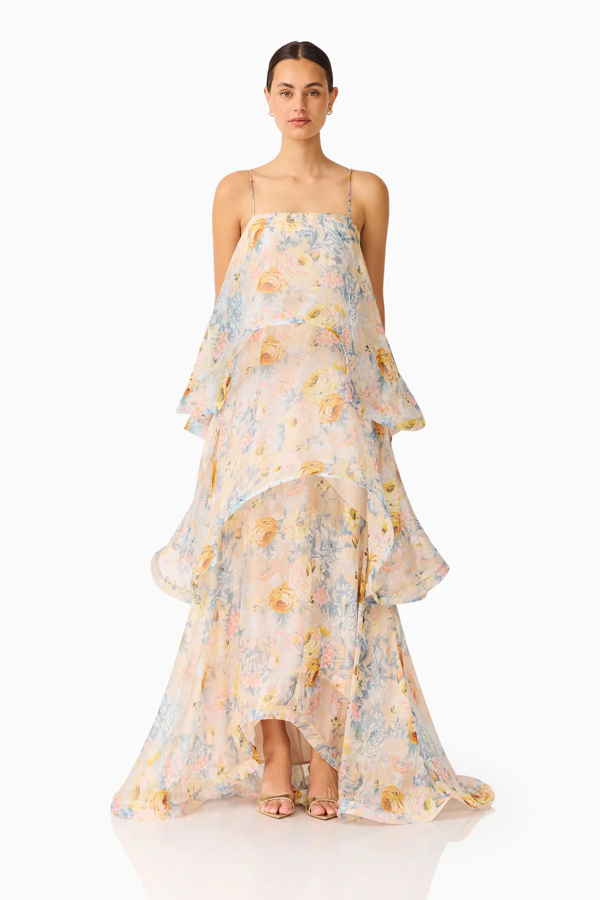 Floral Tiered Maxi Dress with Spaghetti Straps