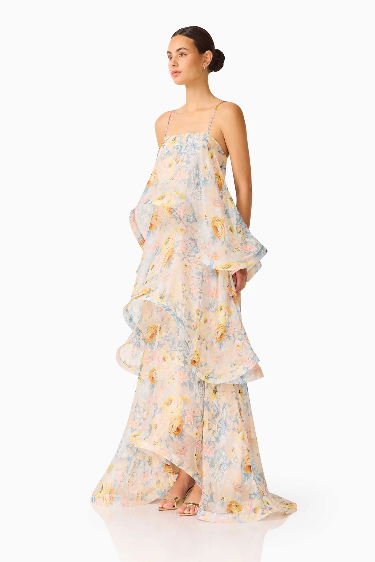 Floral Tiered Maxi Dress with Spaghetti Straps
