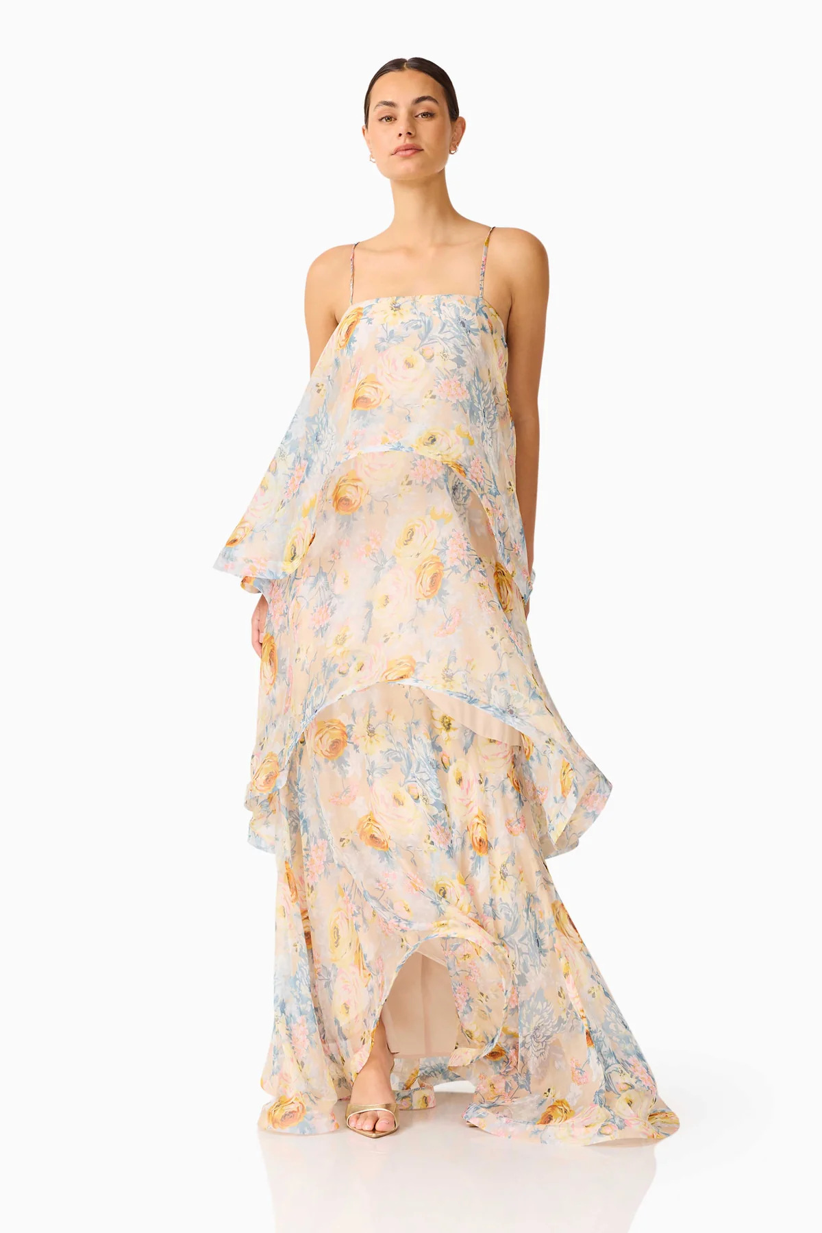 Floral Tiered Maxi Dress with Spaghetti Straps