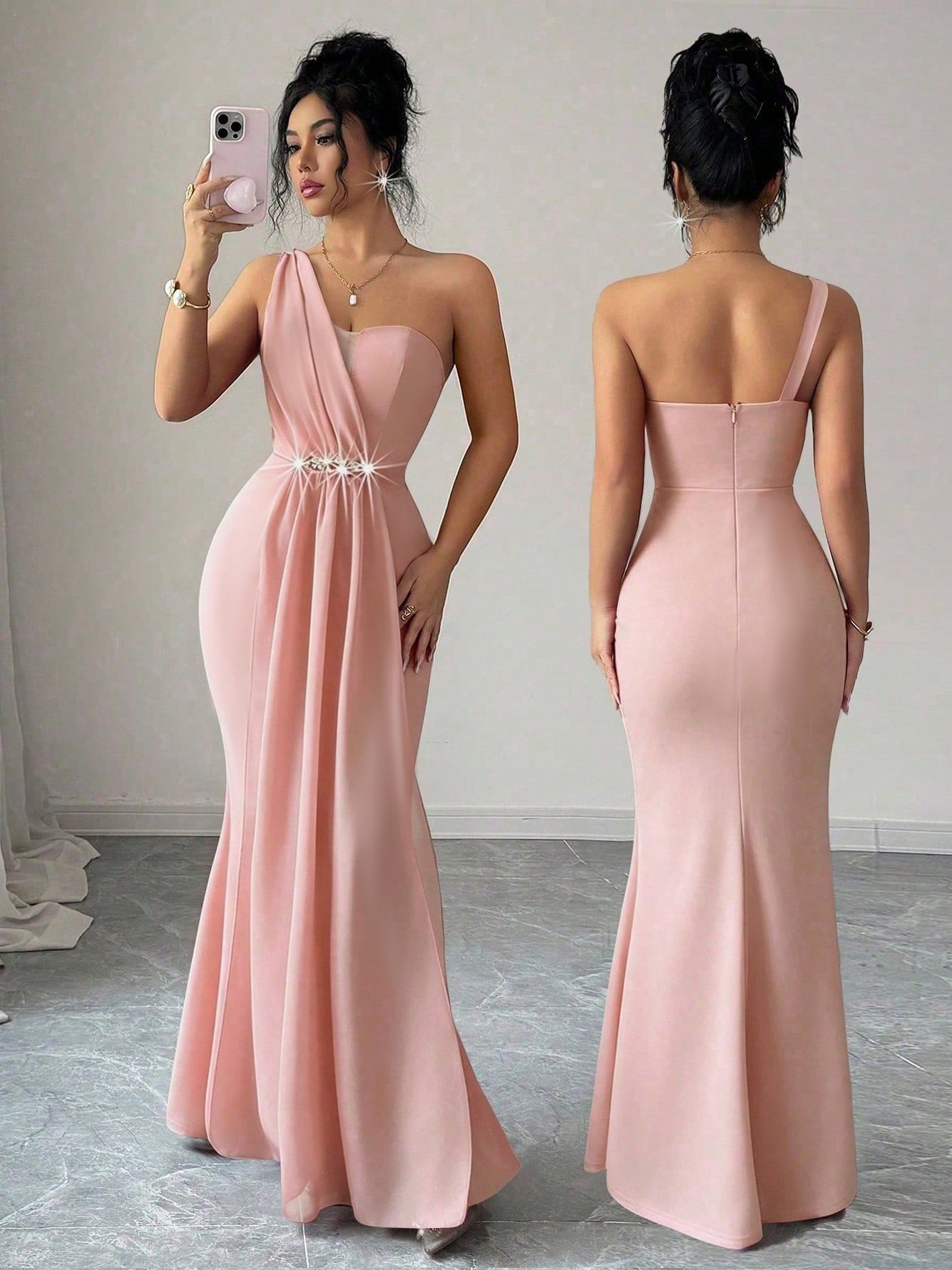 Light Pink Sleeveless Mermaid Maxi Dress