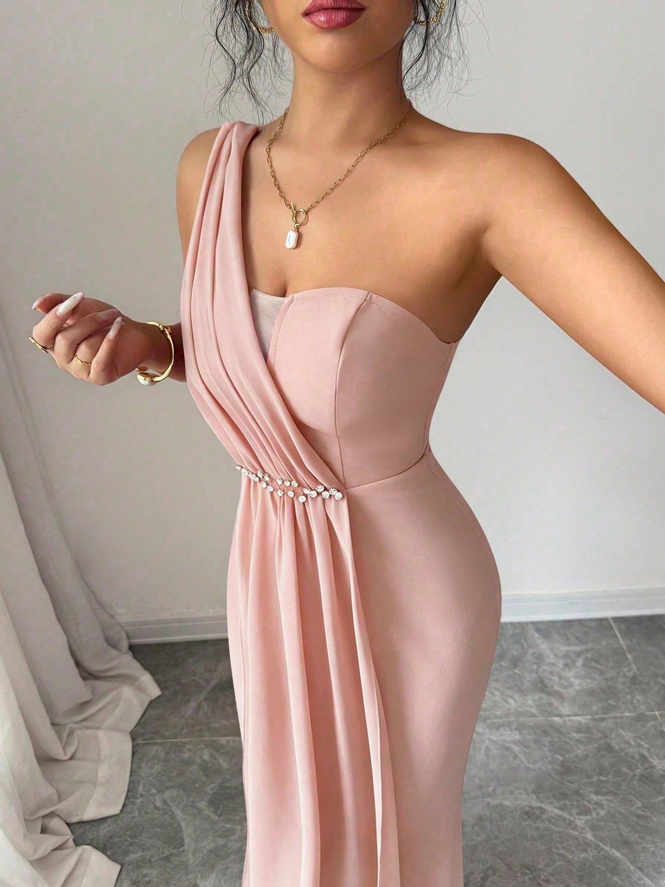 Light Pink Sleeveless Mermaid Maxi Dress