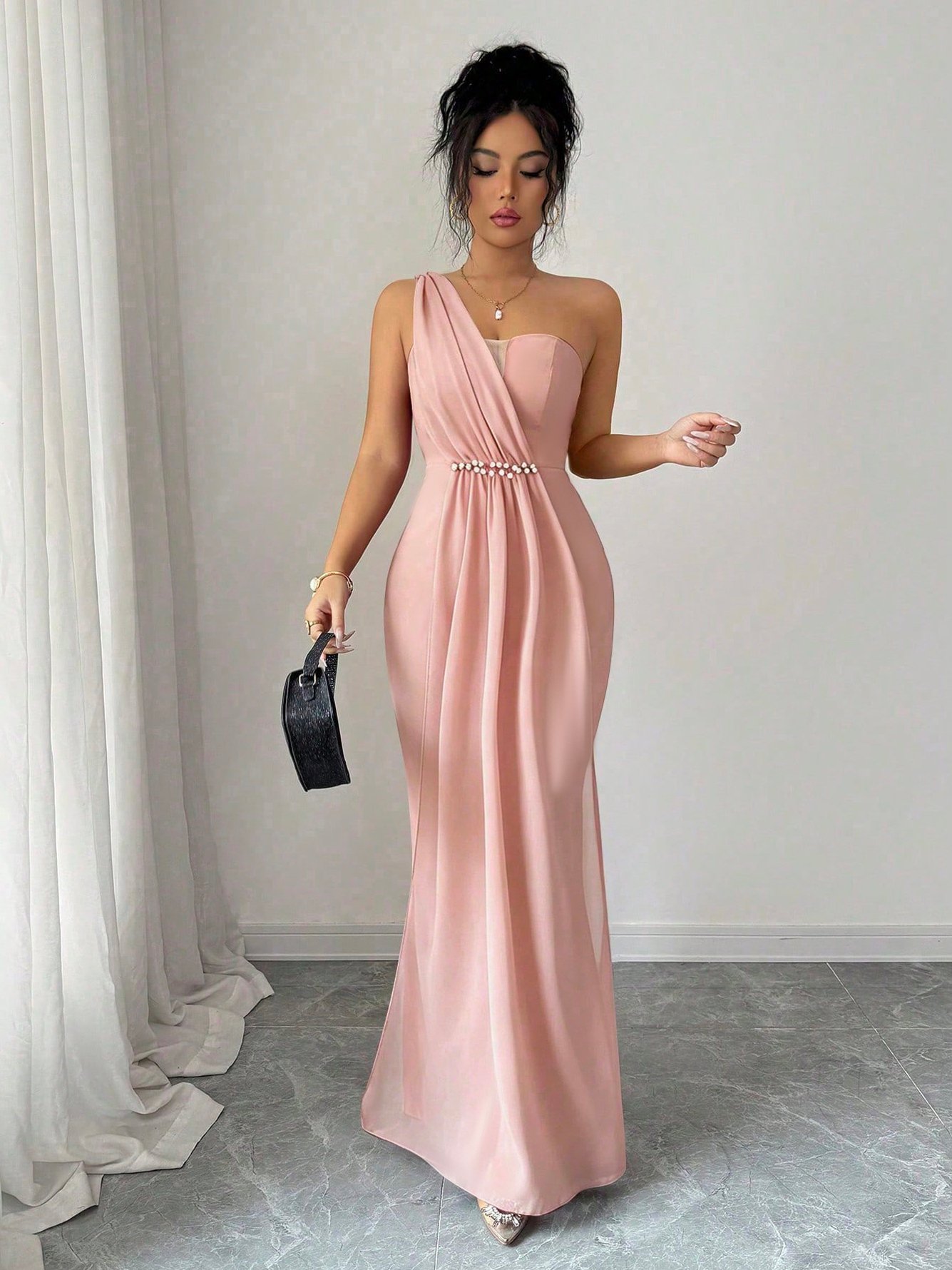Light Pink Sleeveless Mermaid Maxi Dress