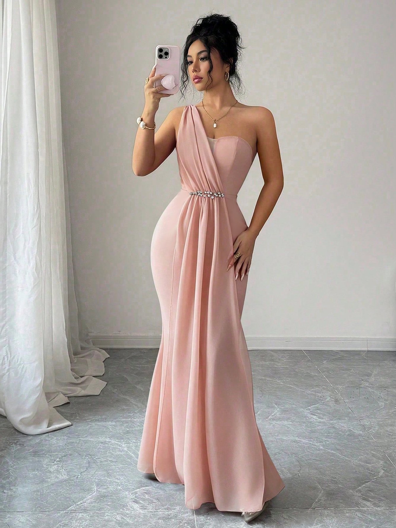 Light Pink Sleeveless Mermaid Maxi Dress