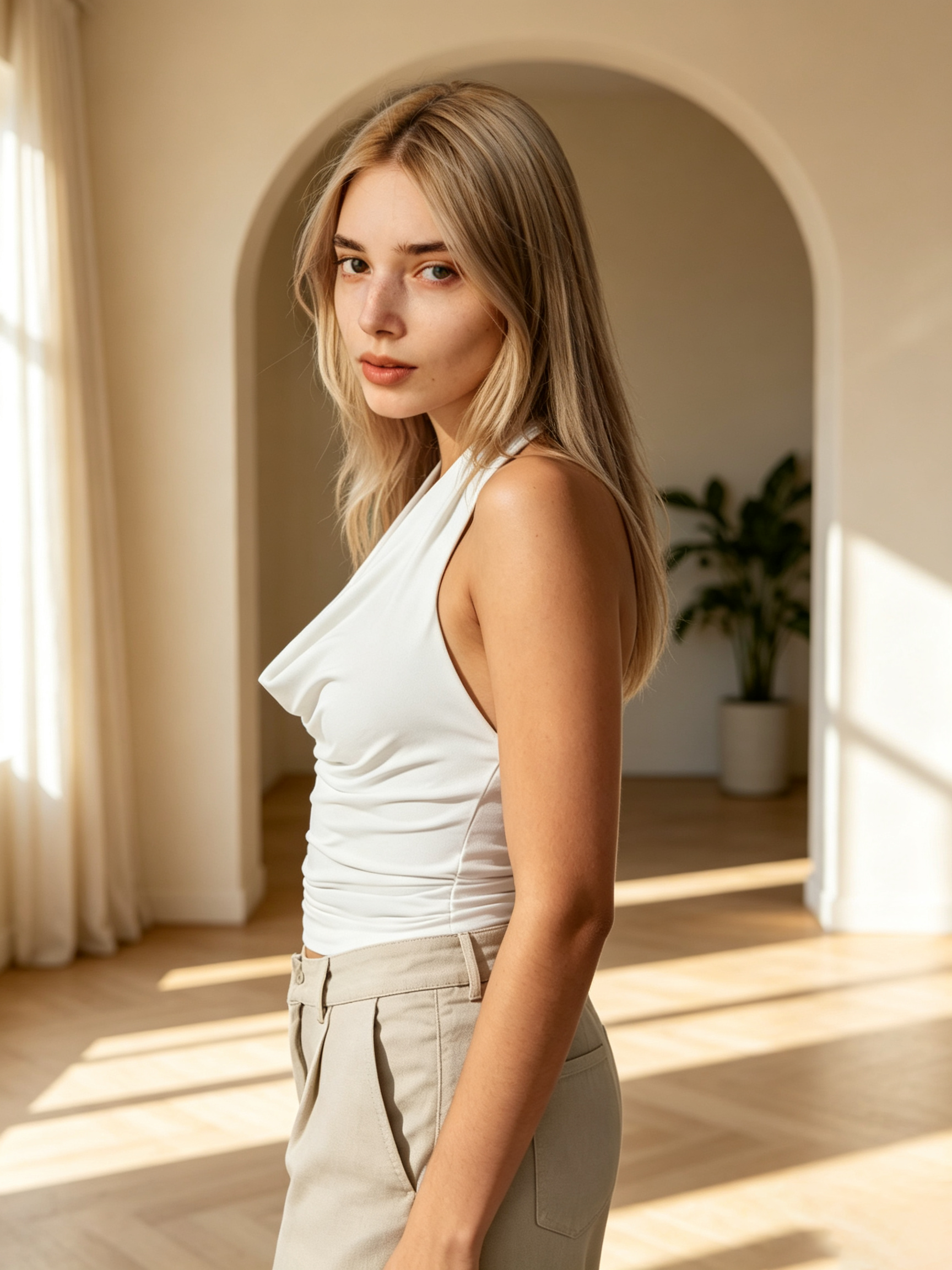 White Halter Neck Crop Top