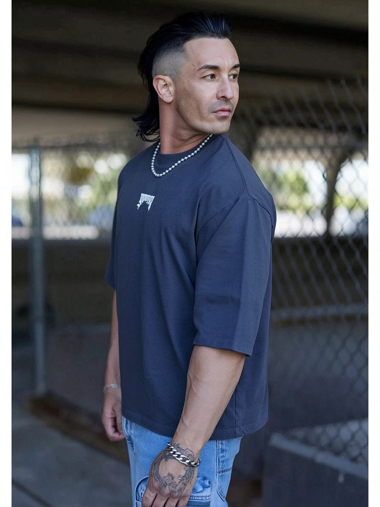 Navy Blue Printed T-Shirt