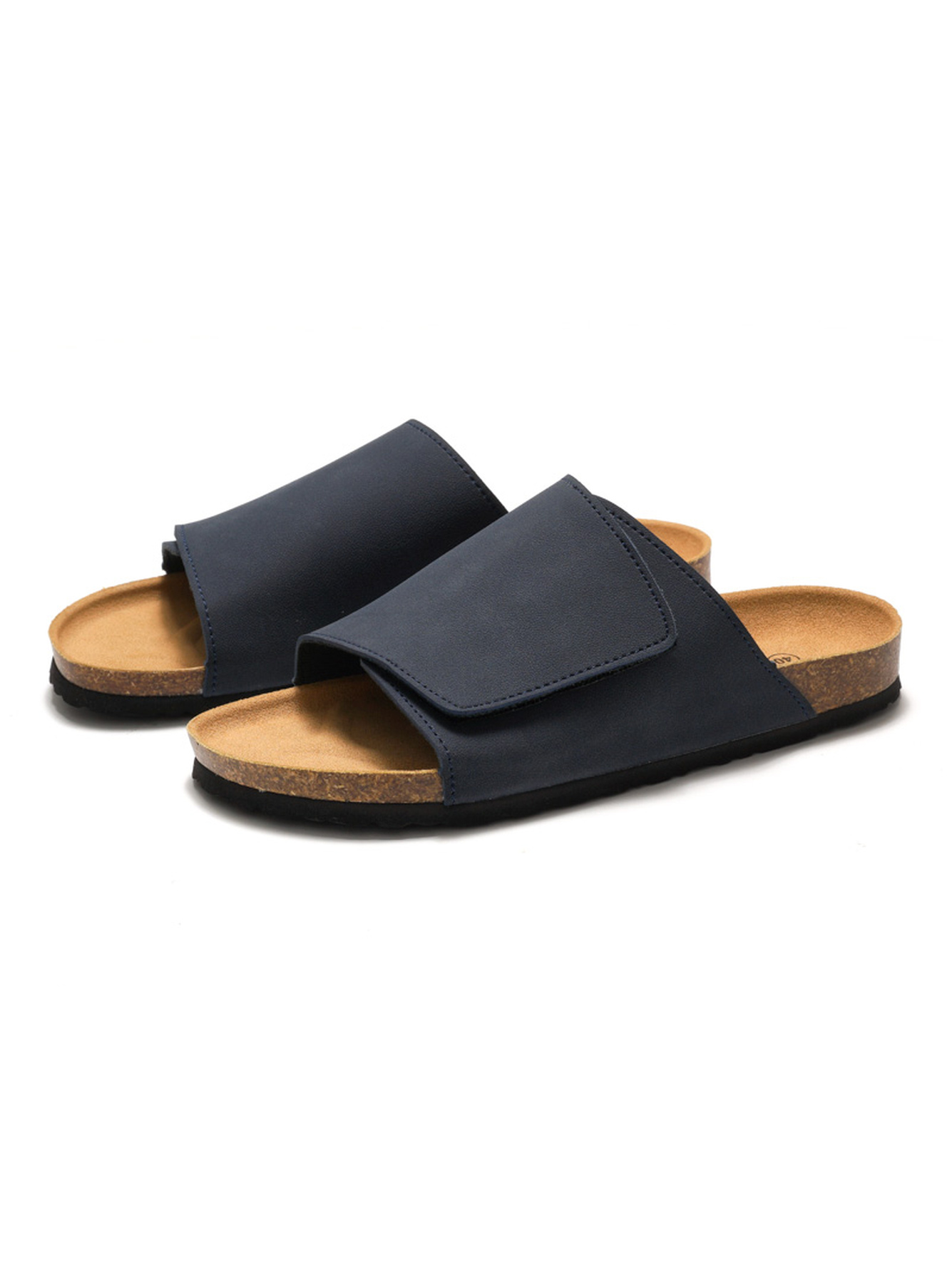 Black Comfort Cork Sole Slide Sandals