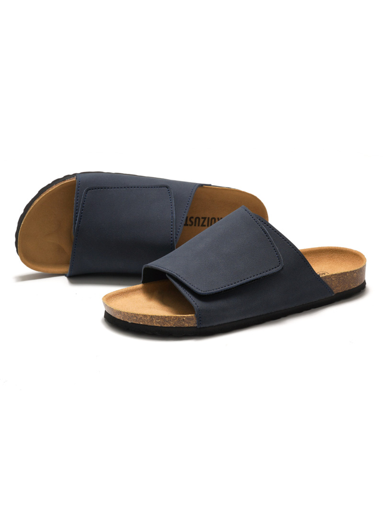 Black Comfort Cork Sole Slide Sandals