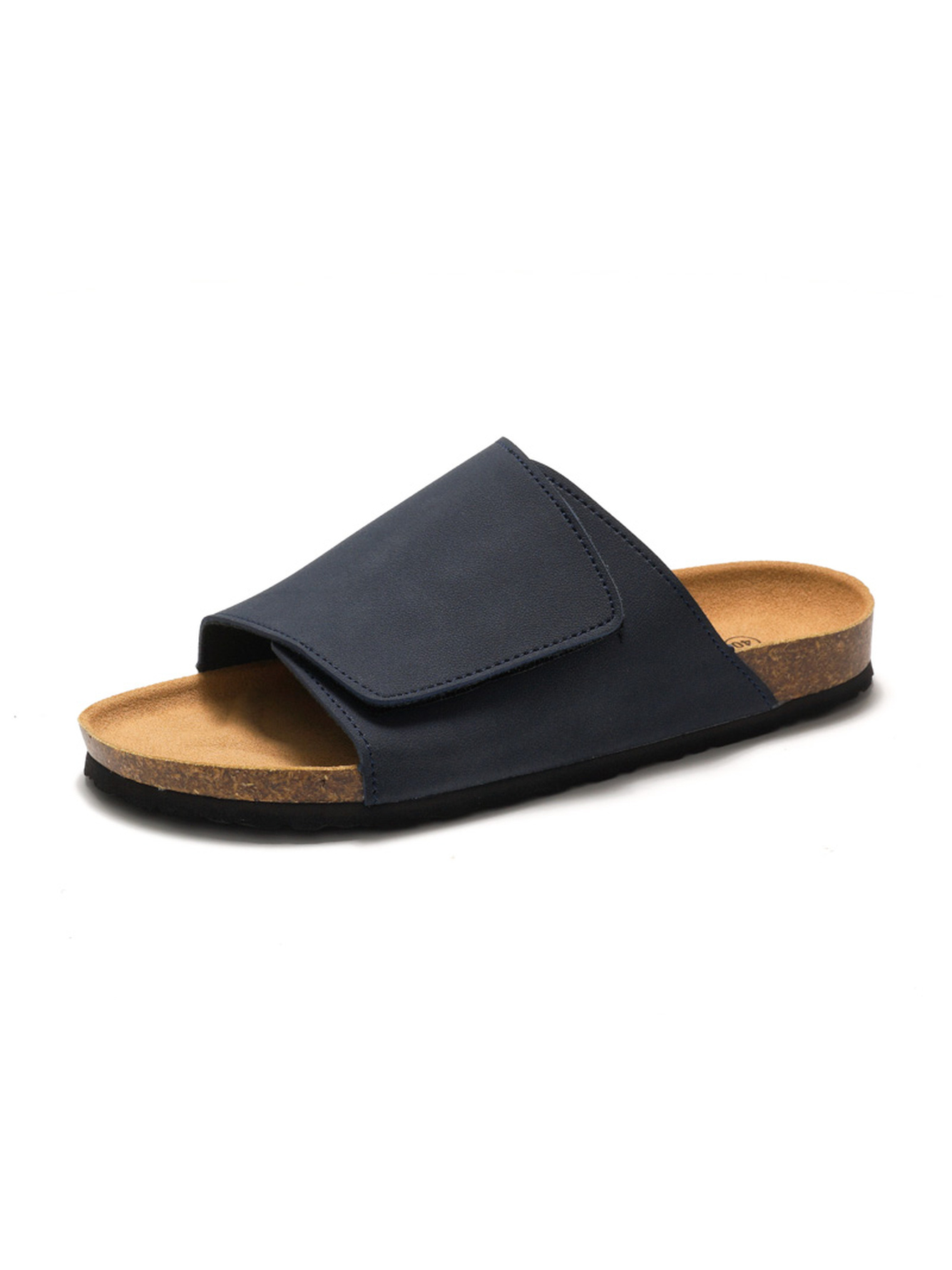 Black Comfort Cork Sole Slide Sandals