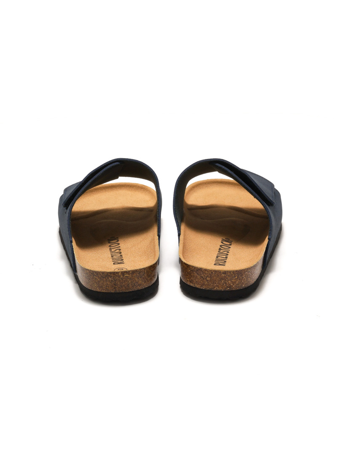 Black Comfort Cork Sole Slide Sandals