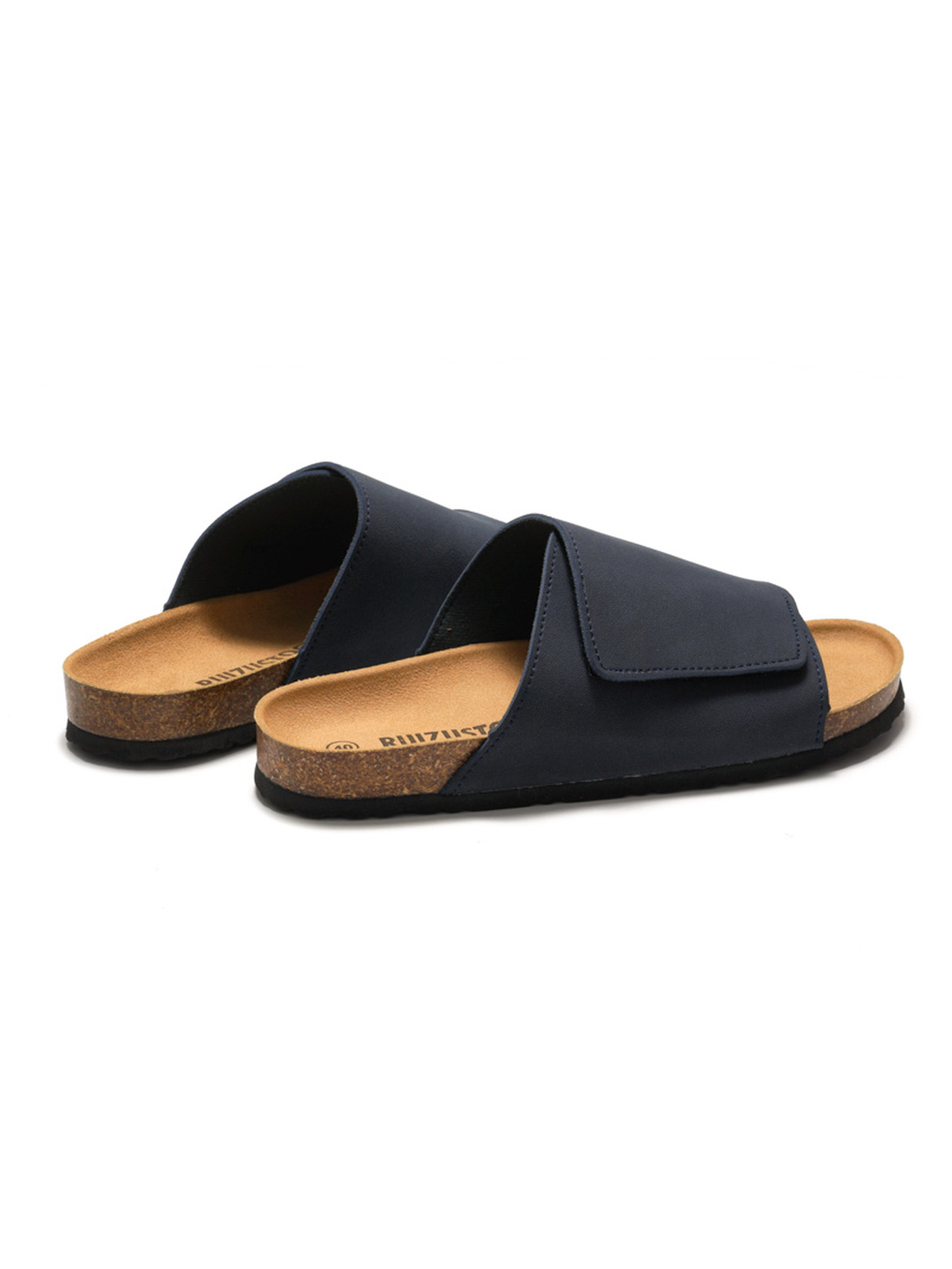Black Comfort Cork Sole Slide Sandals