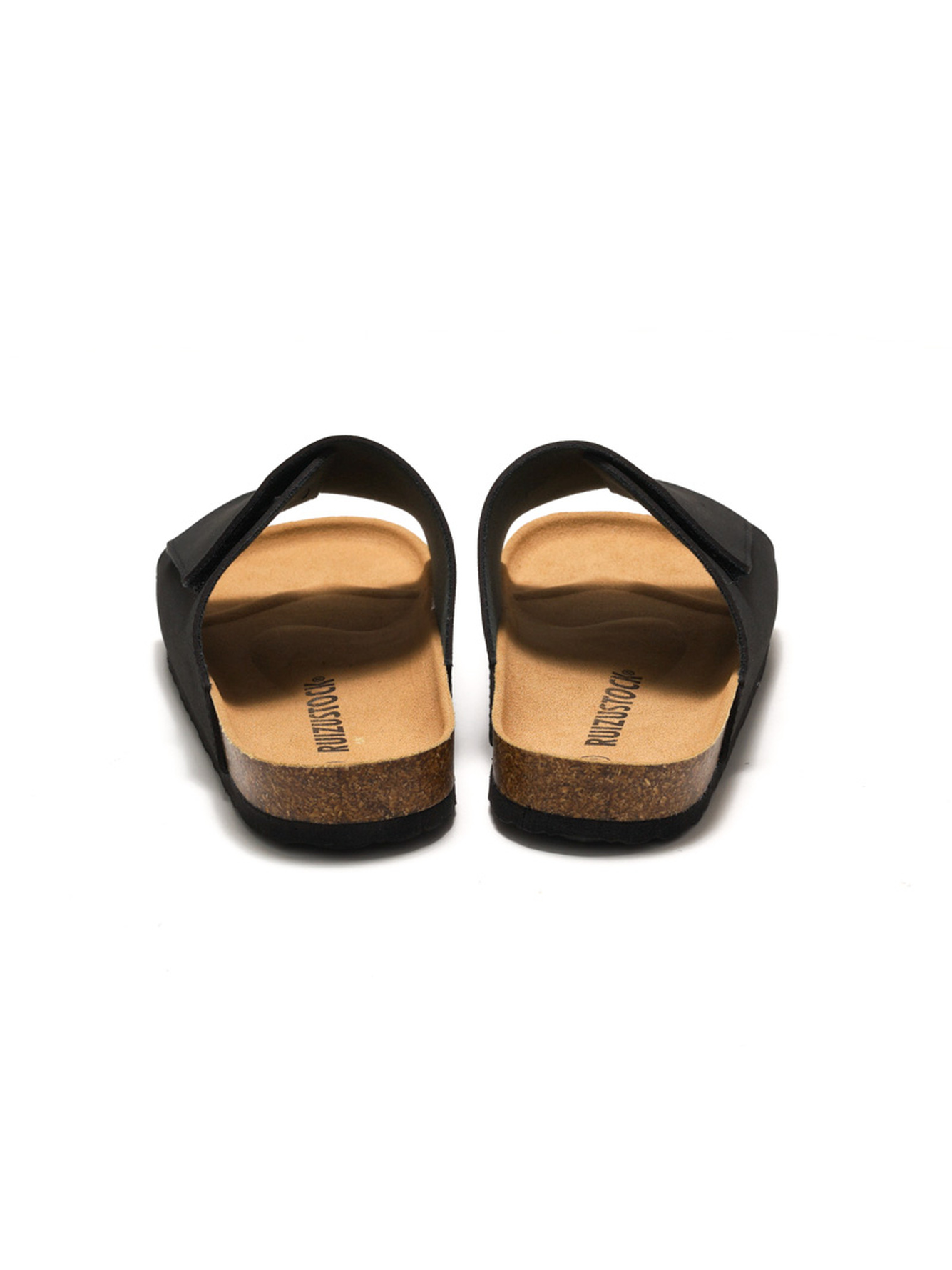 Black Adjustable Strap Cork Footbed Sandals