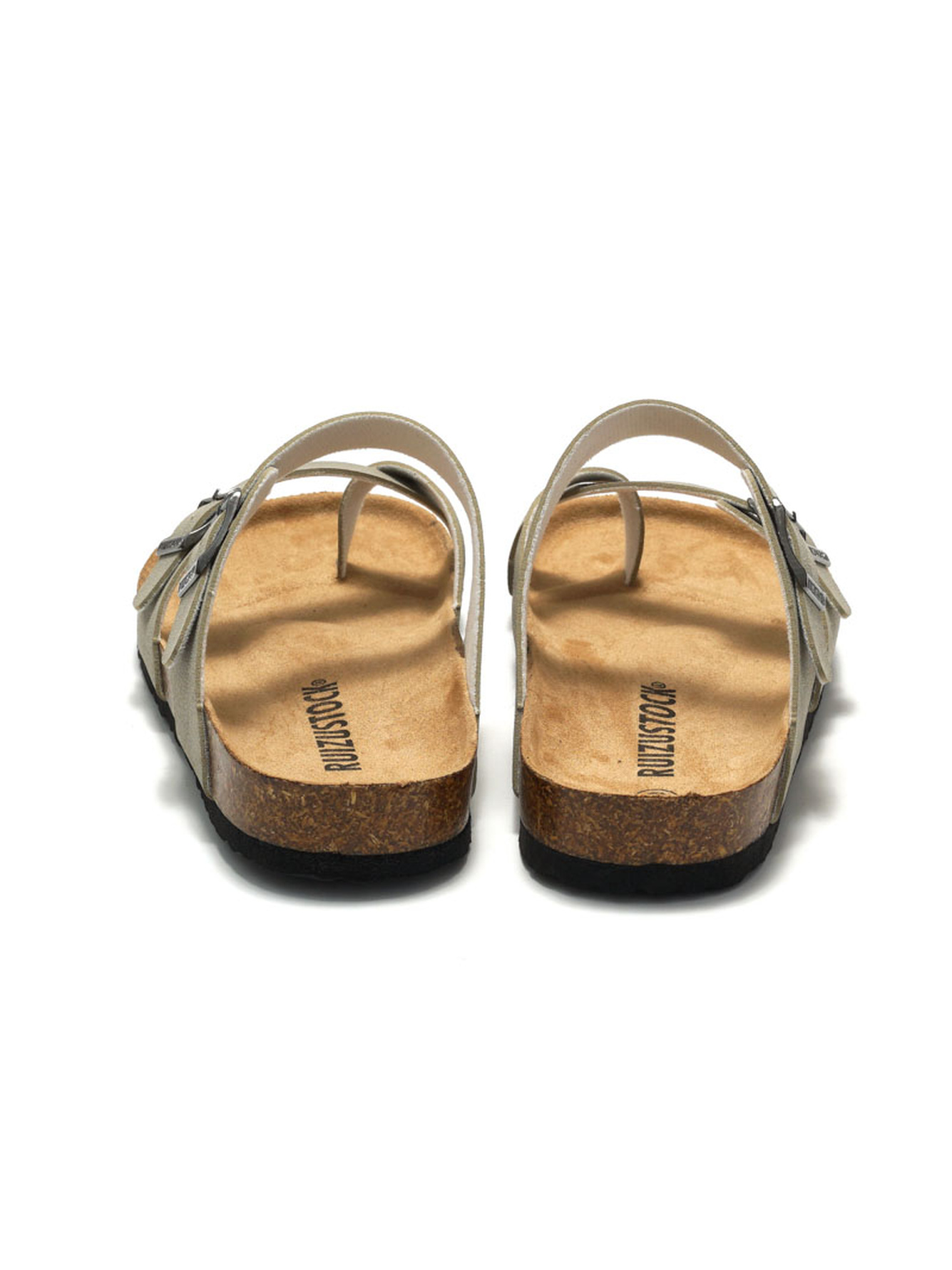Grey Comfort Cork-Sole Sandals - Adjustable Straps