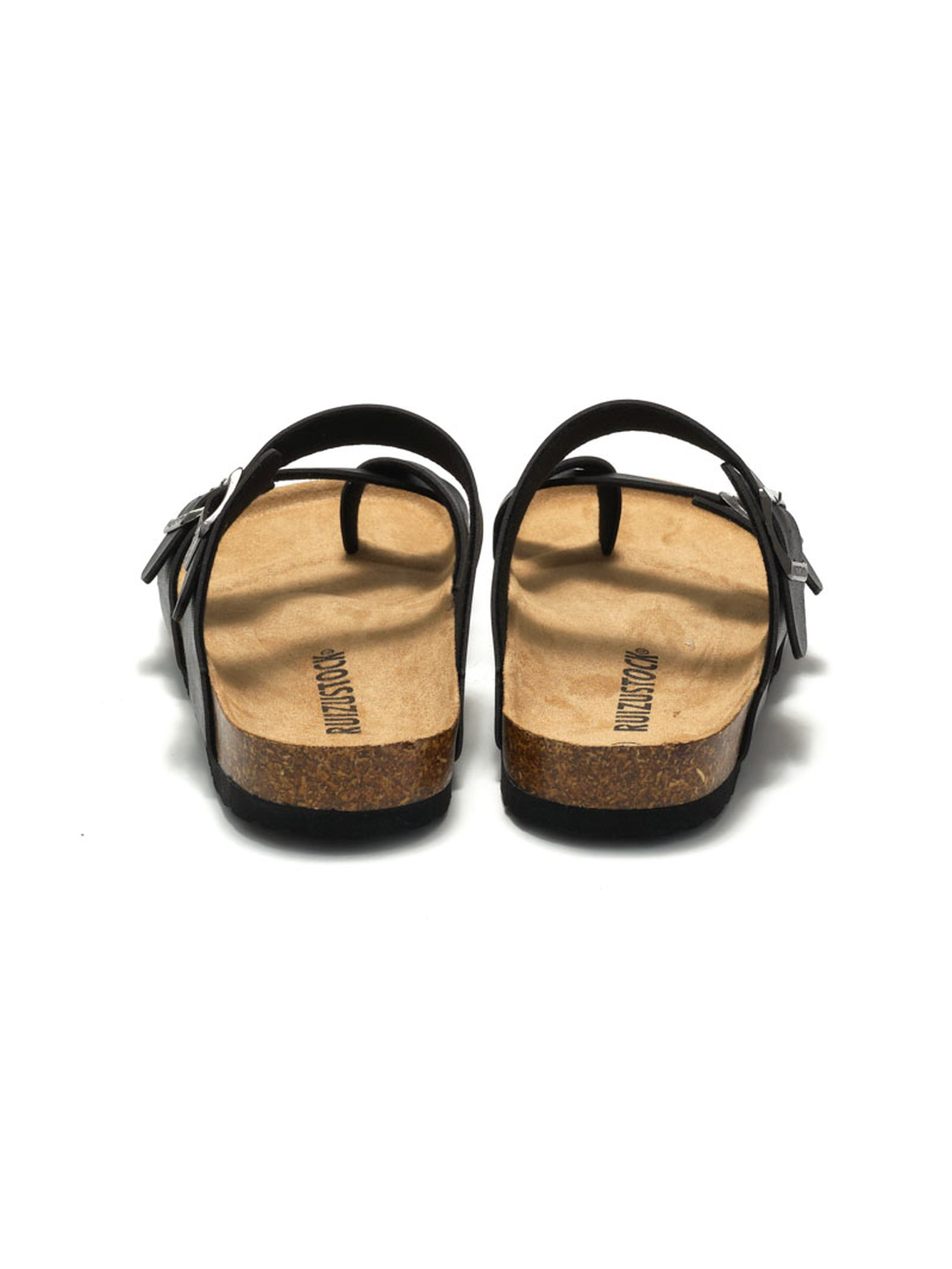 Black Comfort Cork Footbed Sandals - Adjustable Straps
