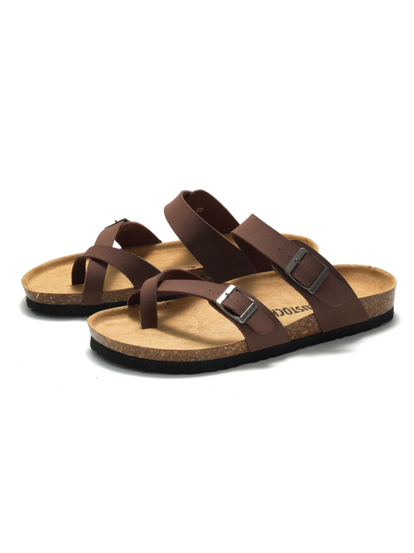 Brown Cork-Sole Comfort Sandals