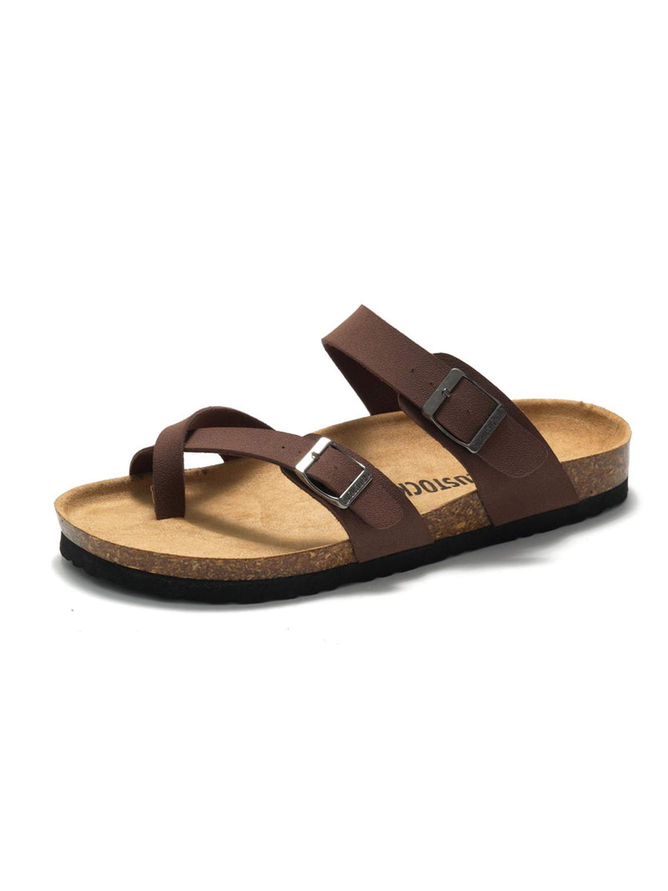 Brown Cork-Sole Comfort Sandals