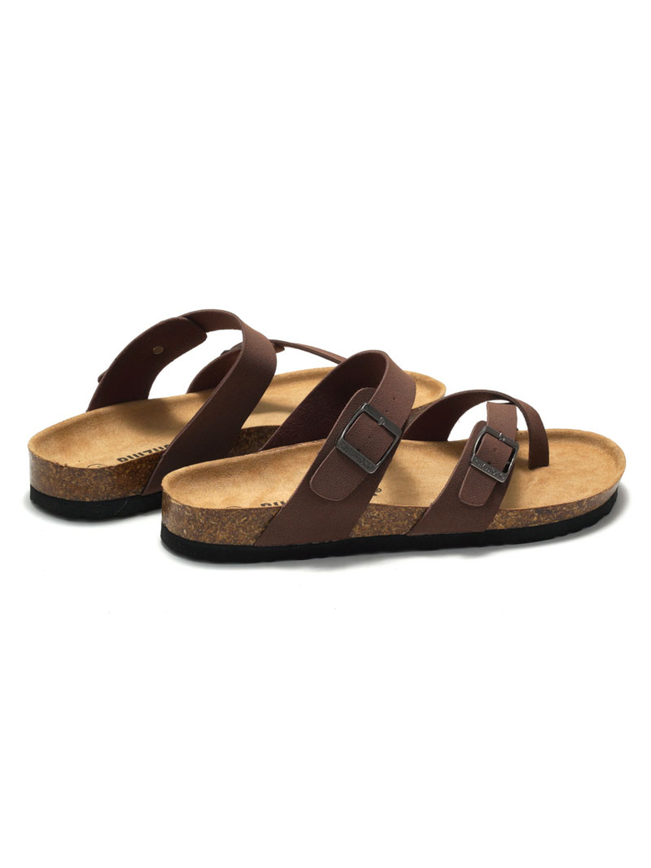 Brown Cork-Sole Comfort Sandals