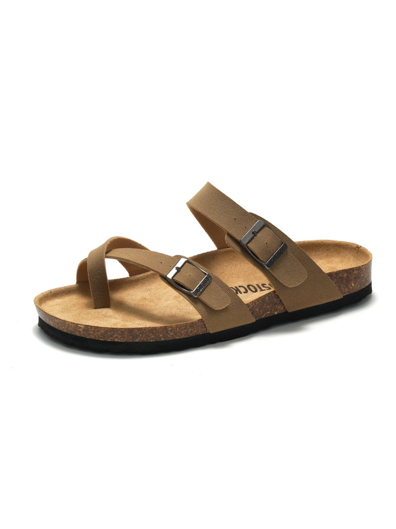 Tan Cross-Strap Cork Footbed Sandals