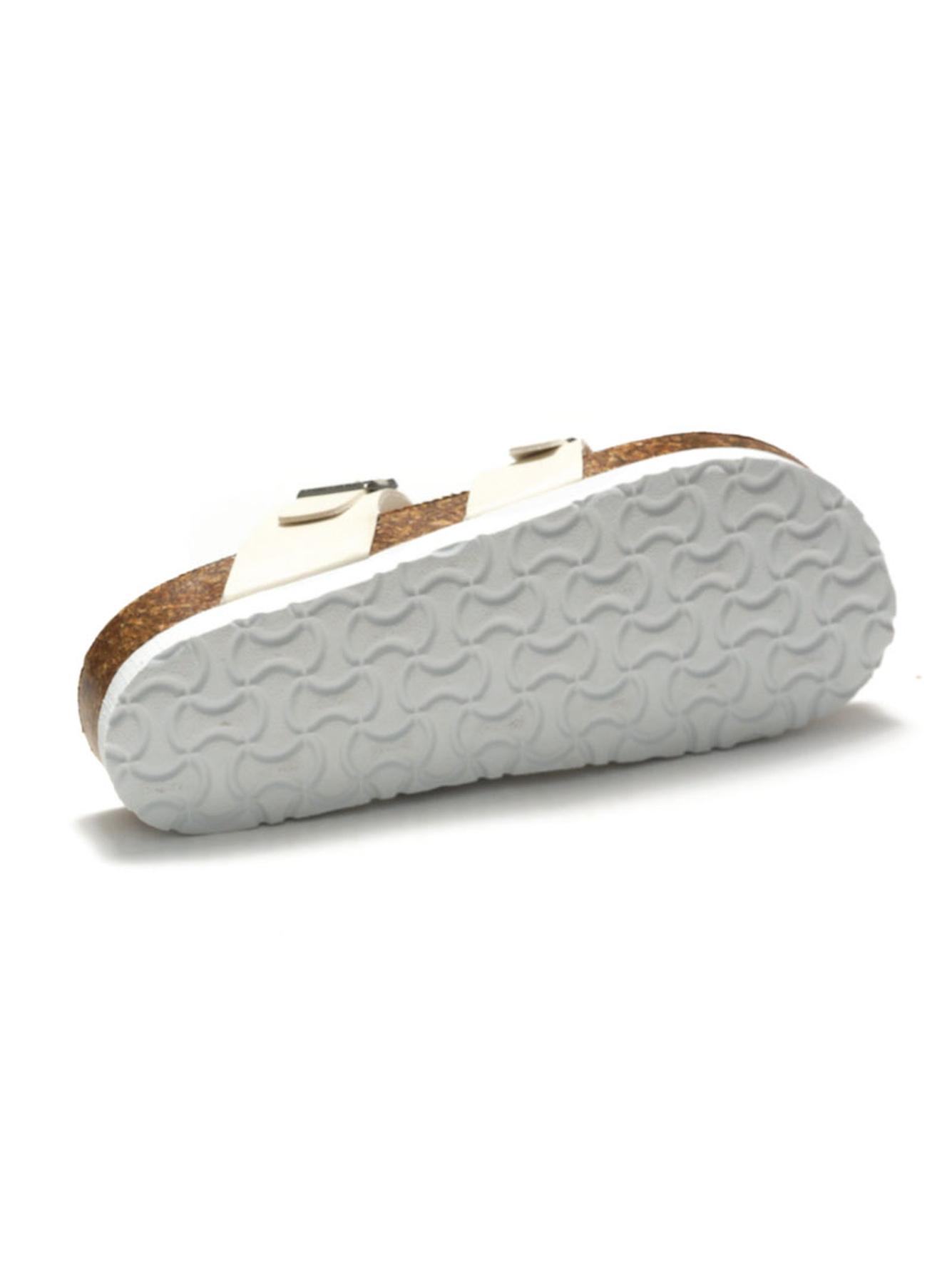 White Buckle Strap Cork Sole Flip-Flops